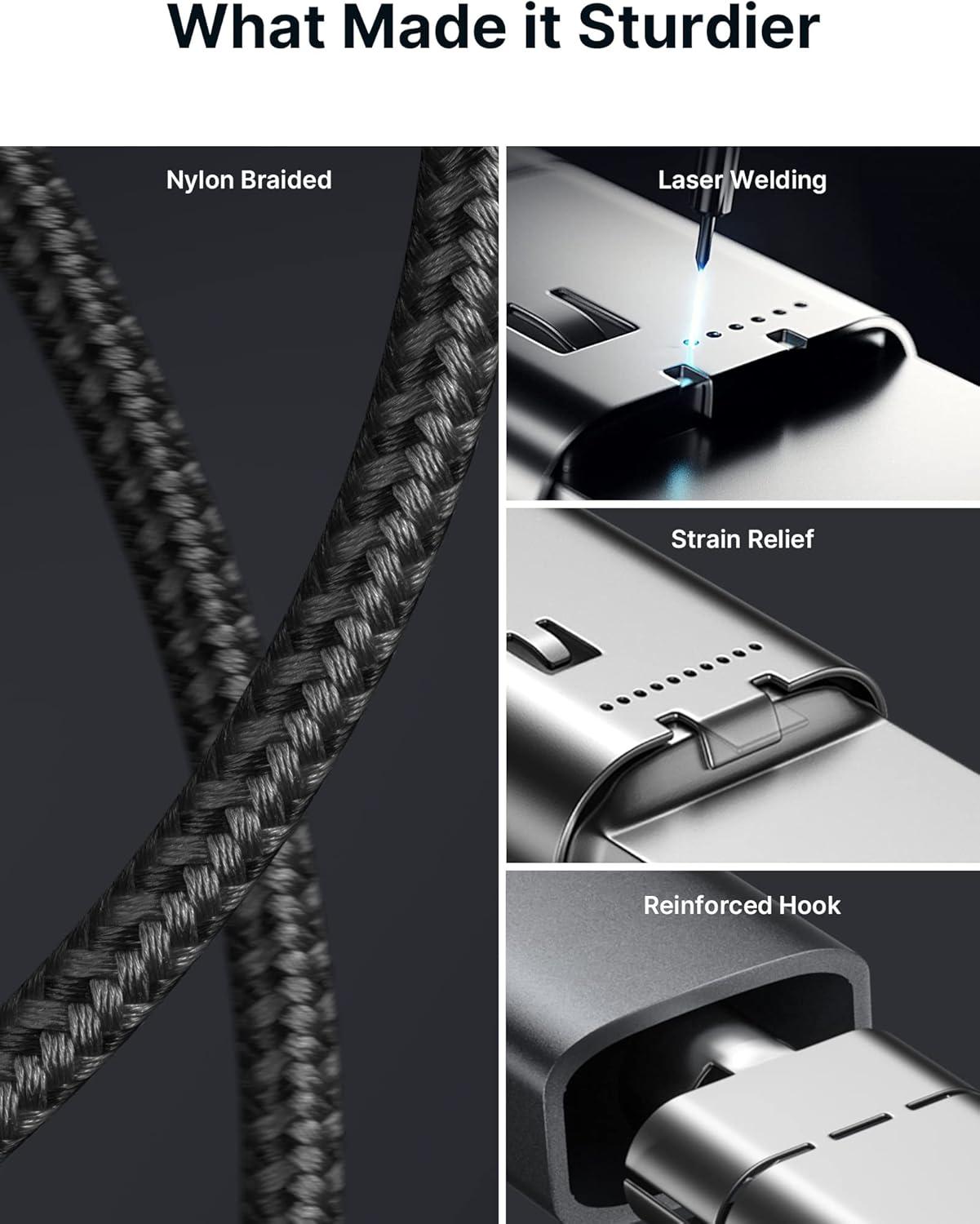 imageJSAUX 100W USB C to USB C Cable 2Pack 15FT Type C Fast Charging Cord for iPhone 17 AiriPhone 17iPhone 17 ProiPhone 17 Pro Max iPhone 1615 Series Galaxy SNote Series MacBook iPad  Grey