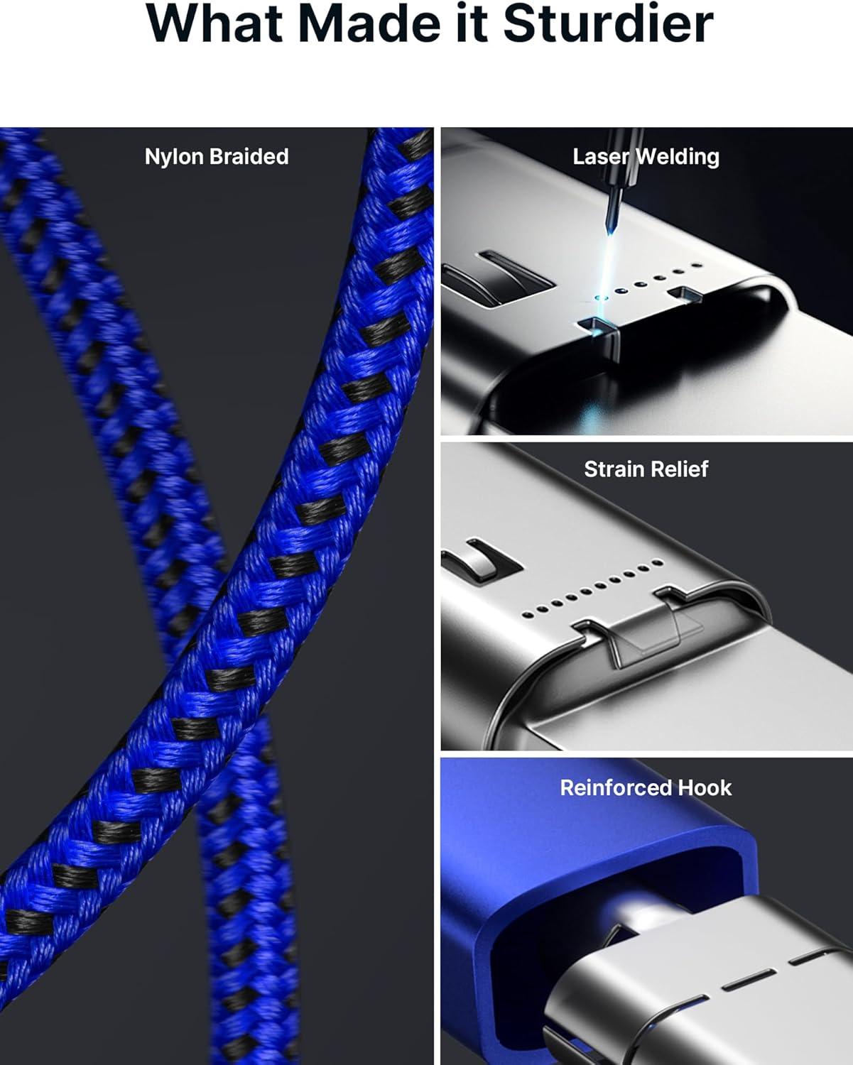 imageJSAUX 100W USB C to USB C Cable 2Pack 66FT Type C Fast Charging Cord Compatible with iPhone 17iPhone AiriPhone 17 ProiPhone 17 Pro Max iPhone 1615 Series Galaxy SNote MacBook iPad  GreyBlue