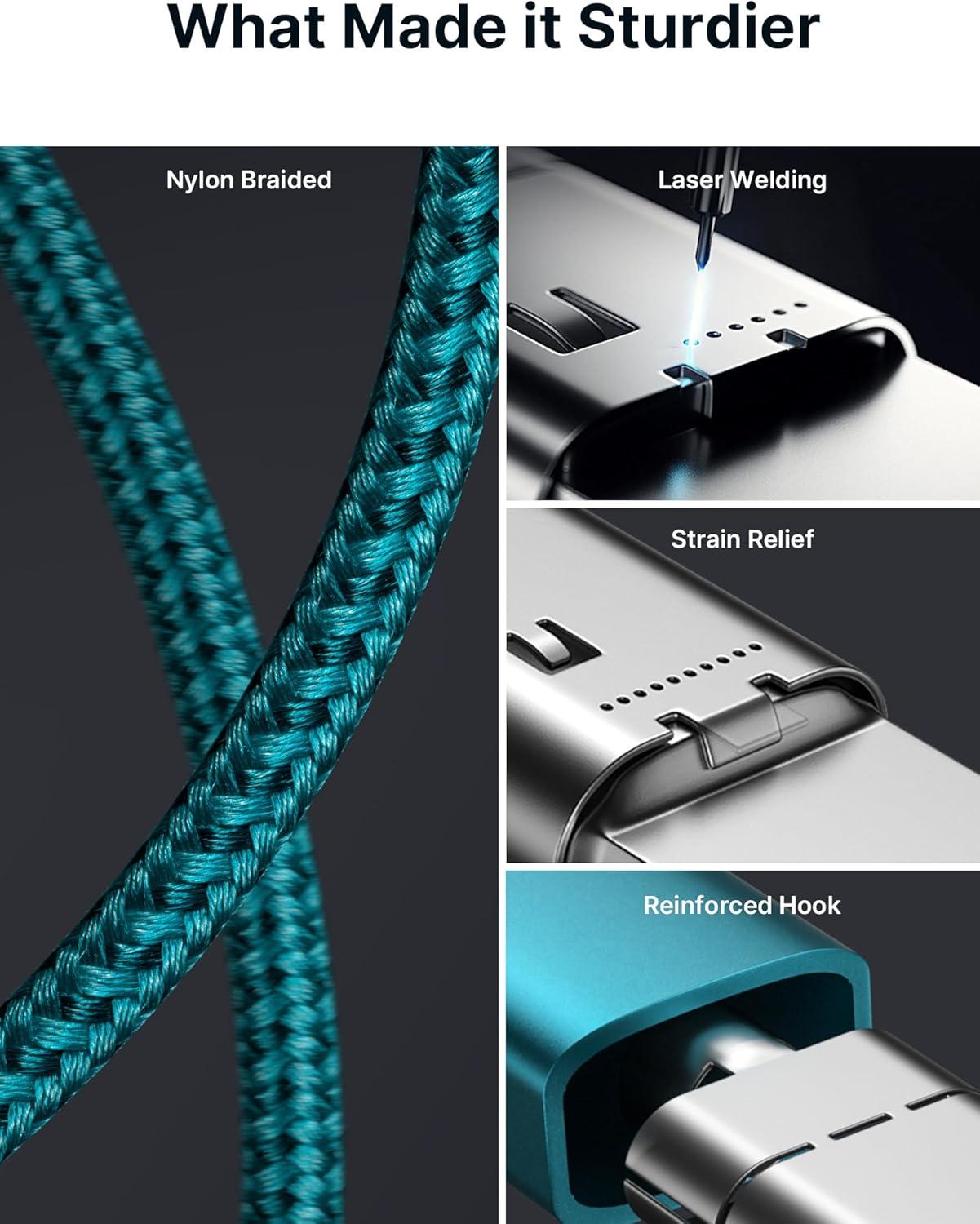 imageJSAUX 100W USB C to USB C Cable 2Pack 66FT Type C Fast Charging Cord Compatible with iPhone 17iPhone AiriPhone 17 ProiPhone 17 Pro Max iPhone 1615 Series Galaxy SNote MacBook iPad  GreyGreen