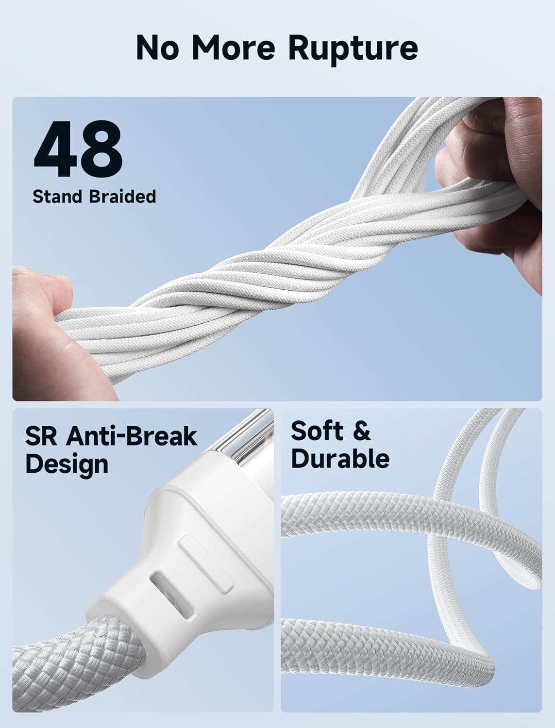 imageJSAUX 100W USB C to USB C Cable 2Pack 66FT Type C Fast Charging Cord Compatible with iPhone 17iPhone AiriPhone 17 ProiPhone 17 Pro Max iPhone 1615 Series Galaxy SNote MacBook iPad  GreyCrystal White