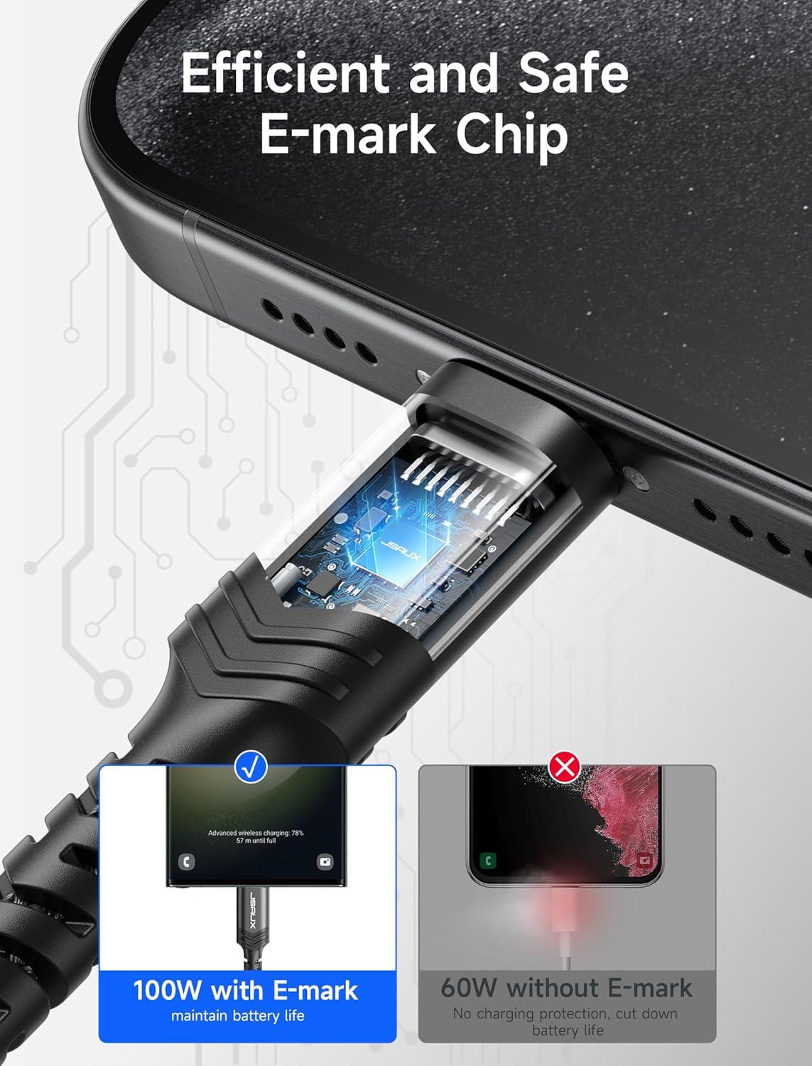 imageJSAUX 100W USB C to USB C Cable for iPhone 17 USBC Type C Charge Cord 5A Fast Charging Compatible with iPhone 17 Air 16 15 Pro Max Samsung Galaxy S25 S24 MacBook iPad Pro Carplay 66FT66FT RedBlack