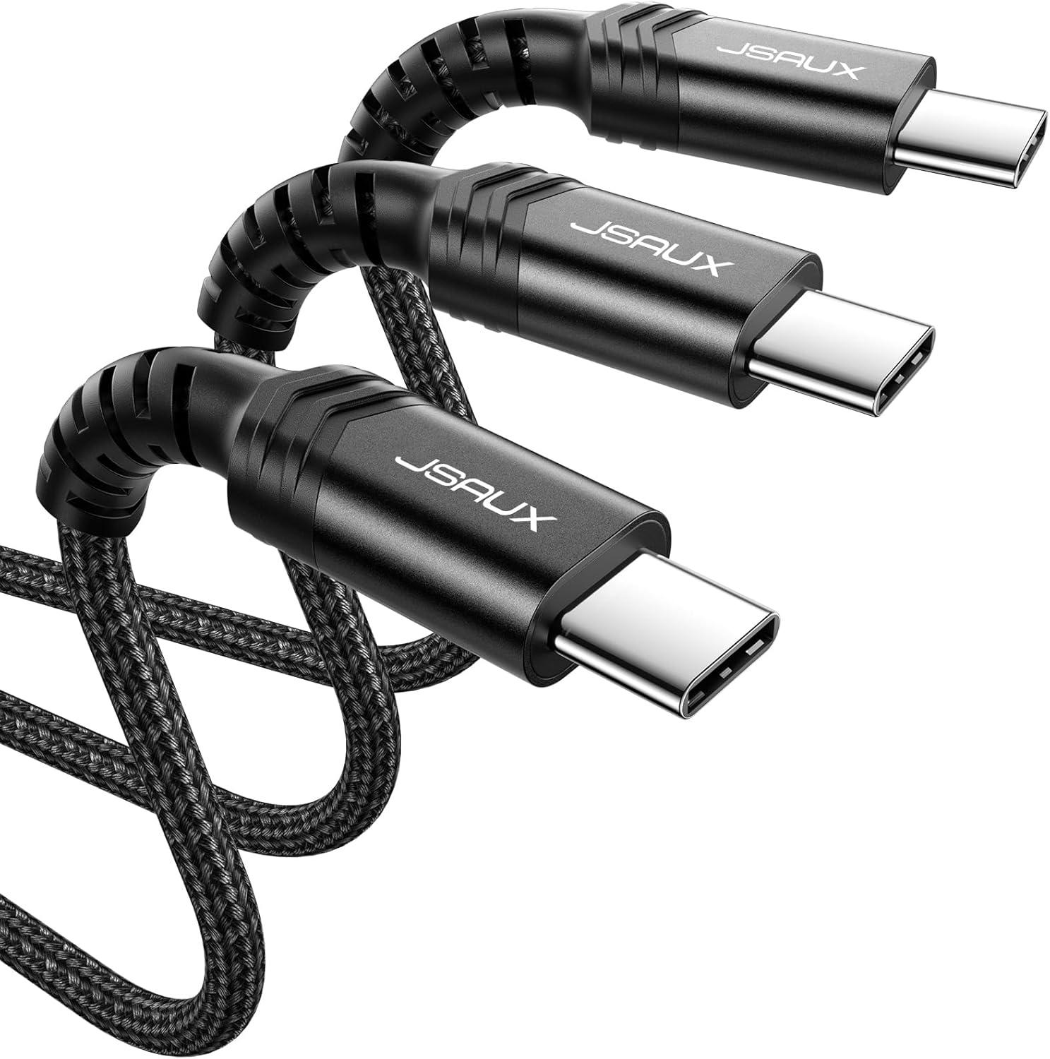 imageJSAUX 100W USB C to USB C Cable for iPhone 17 USBC Type C Charge Cord 5A Fast Charging Compatible with iPhone 17 Air 16 15 Pro Max Samsung Galaxy S25 S24 MacBook iPad Pro Carplay 66FT66FT RedBlack