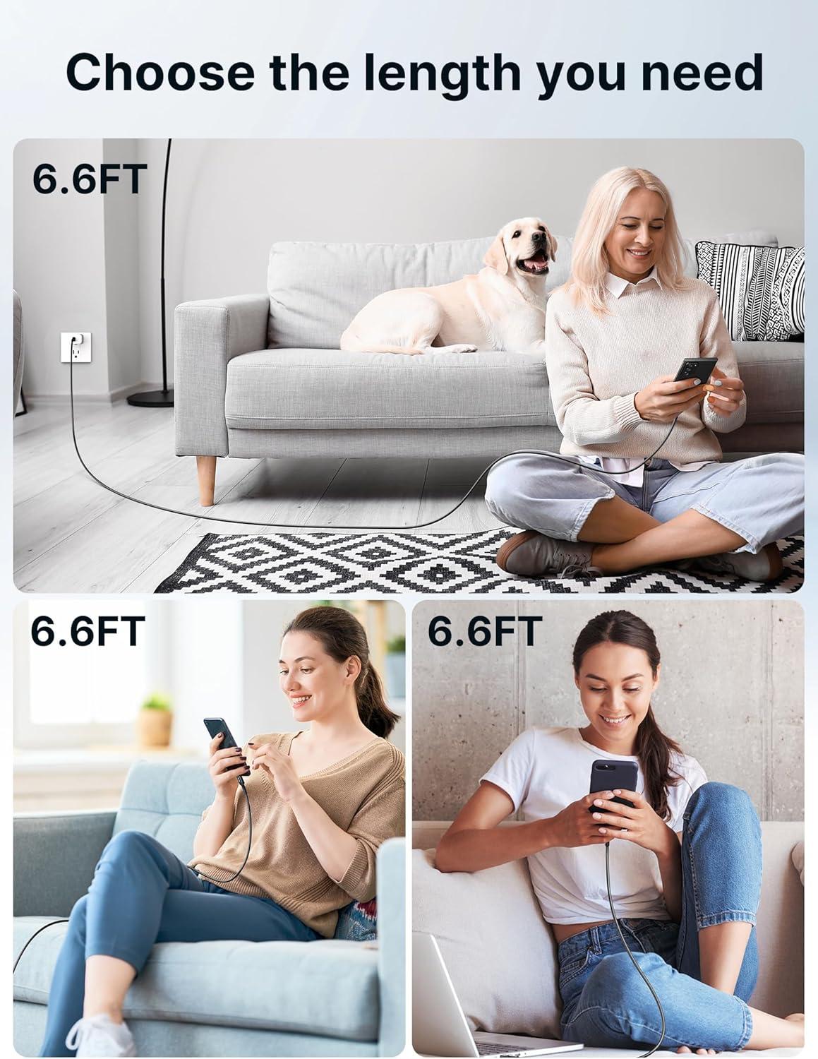 imageJSAUX 100W USB C to USB C Cable for iPhone 17 USBC Type C Charge Cord 5A Fast Charging Compatible with iPhone 17 Air 16 15 Pro Max Samsung Galaxy S25 S24 MacBook iPad Pro Carplay 66FT66FT RedBlack