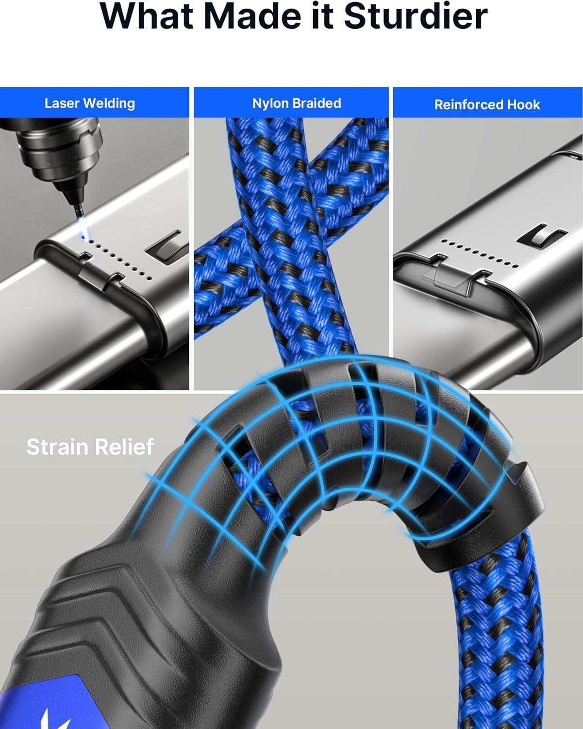 imageJSAUX 100W USB C to USB C Cable for iPhone 17 USBC Type C Charge Cord 5A Fast Charging Compatible with iPhone 17 Air 16 15 Pro Max Samsung Galaxy S25 S24 MacBook iPad Pro Carplay 66FT66FT RedBlue