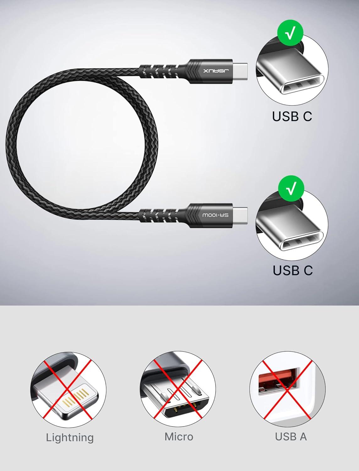 imageJSAUX 100W USB C to USB C Cable for iPhone 17 USBC Type C Charge Cord 5A Fast Charging Compatible with iPhone 17 Air 16 15 Pro Max Samsung Galaxy S25 S24 MacBook iPad Pro Carplay 66FT66FT RedBlack