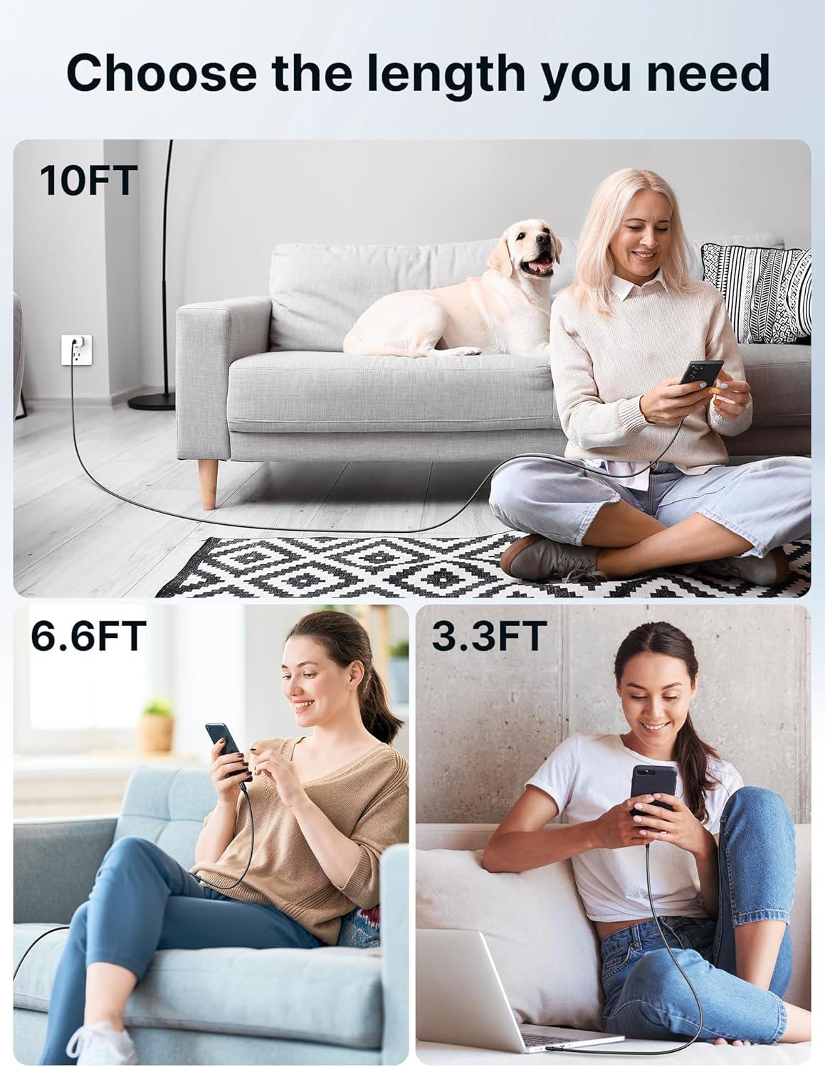 imageJSAUX 100W USB C to USB C Cable for iPhone 17 USBC Type C Charge Cord 5A Fast Charging Compatible with iPhone 17 Air 16 15 Pro Max Samsung Galaxy S25 S24 MacBook iPad Pro Carplay 66FT66FT RedBlack