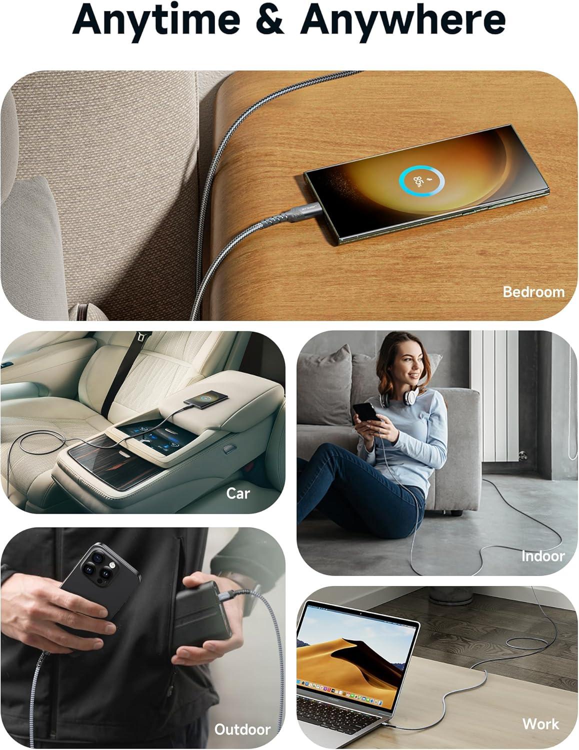 imageJSAUX 240W USB C to USB C Cable 10FT USB C Cord Type C Fast Charging for MacBook iPad Dell XPS iPhone 17iPhone AiriPhone 17 ProiPhone 17 Pro Max iPhone 1615 Samsung Galaxy Pixel  BlueGrey