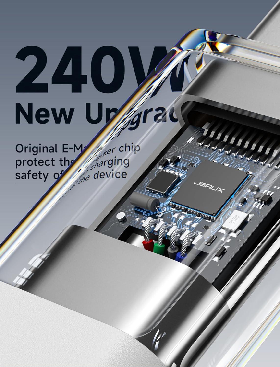 imageJSAUX 240W USB C to USB C Cable 10FT USB C Cord Type C Fast Charging for MacBook iPad Dell XPS iPhone 17iPhone AiriPhone 17 ProiPhone 17 Pro Max iPhone 1615 Samsung Galaxy Pixel  BlueWhite