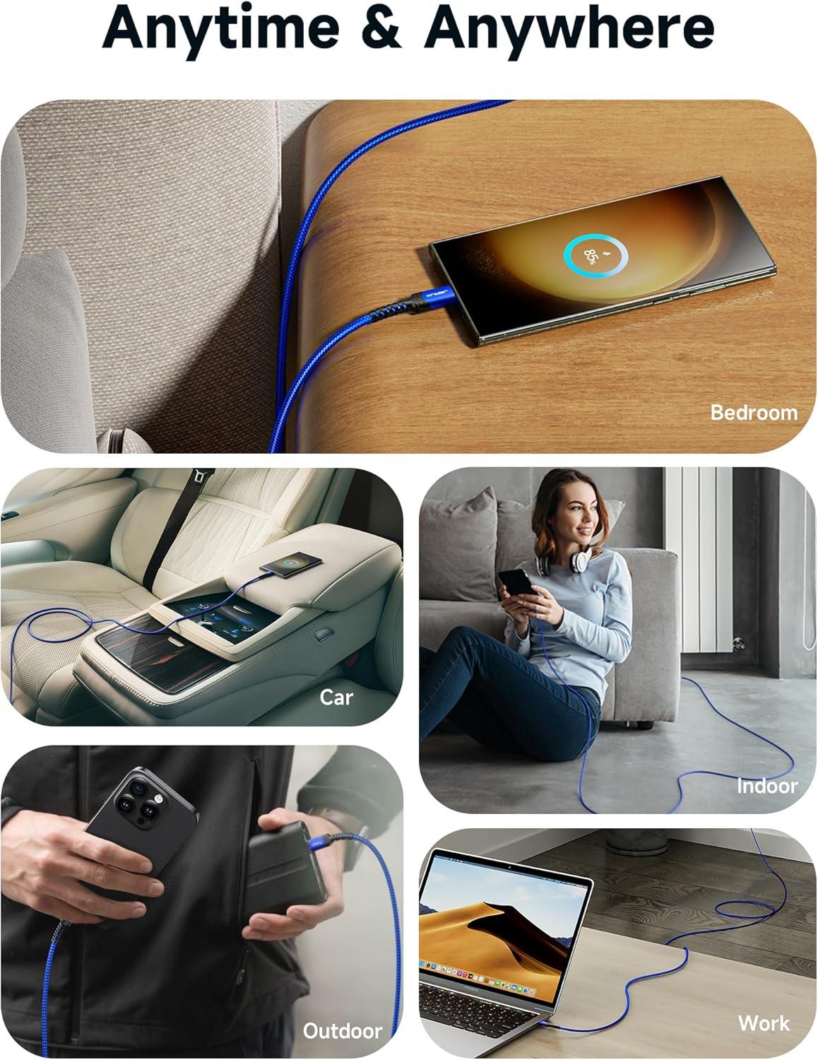 imageJSAUX 240W USB C to USB C Cable 10FT USB C Cord Type C Fast Charging for MacBook iPad Dell XPS iPhone 17iPhone AiriPhone 17 ProiPhone 17 Pro Max iPhone 1615 Samsung Galaxy Pixel  BlueBlue