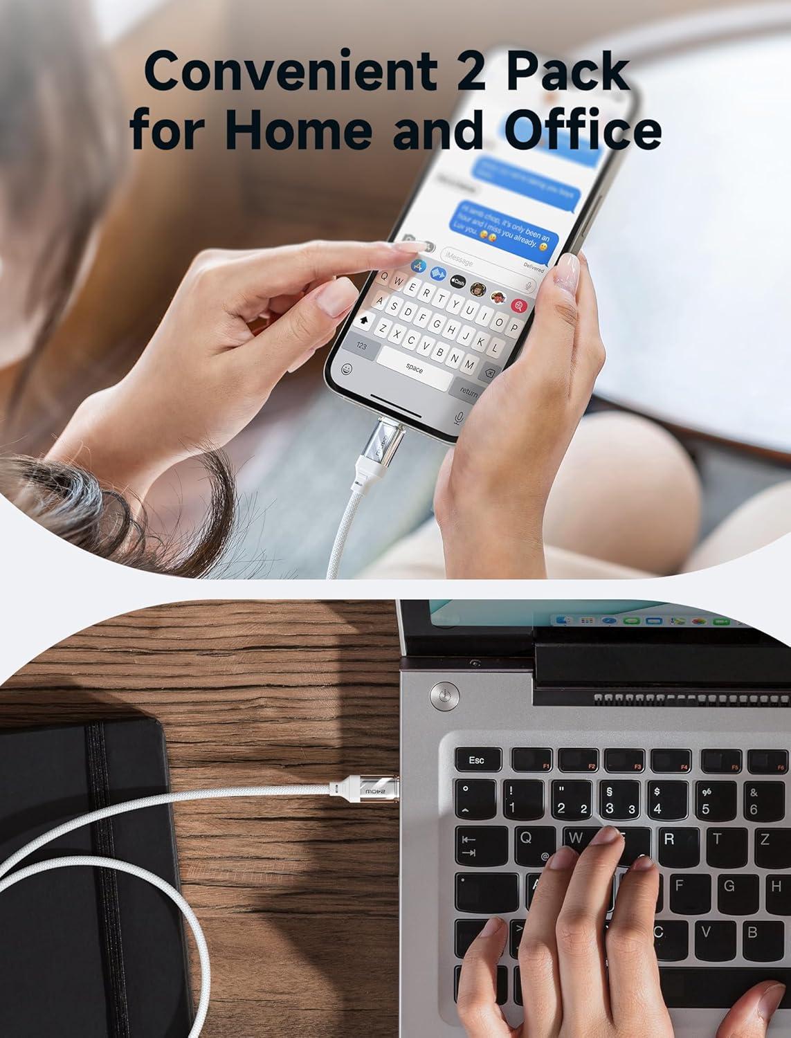 imageJSAUX 240W USB C to USB C Cable 10FT USB C Cord Type C Fast Charging for MacBook iPad Dell XPS iPhone 17iPhone AiriPhone 17 ProiPhone 17 Pro Max iPhone 1615 Samsung Galaxy Pixel  BlueWhite