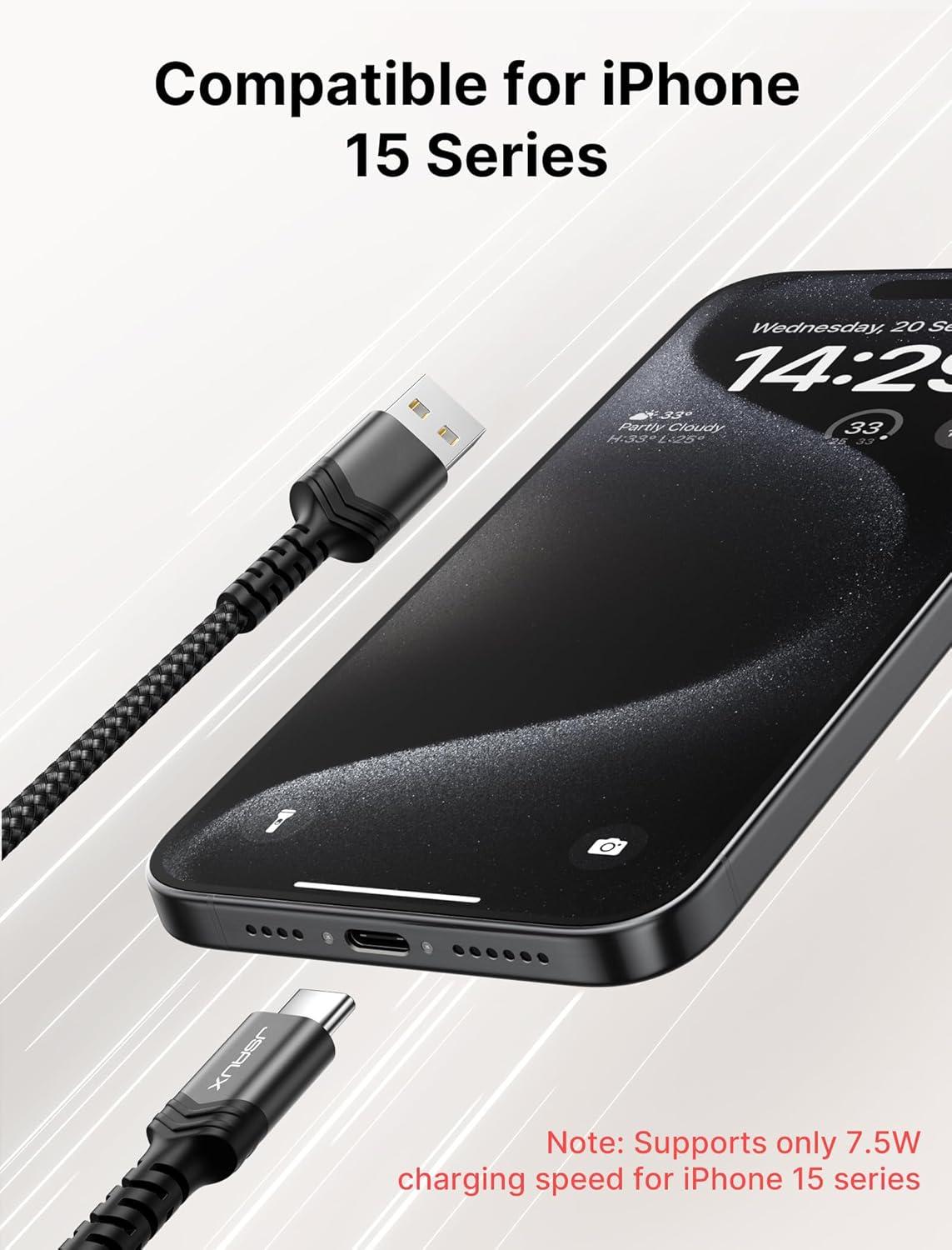 imageJSAUX USB C Cable Fast Charging 3Pack10ft66ft33ft USB A to Type C Charger Cord for iPhone 1717 Pro17 Pro Max iPhone 1616 Pro16 Pro Max Samsung Galaxy S23 S22 S20 USB C ChargerBlueBlack