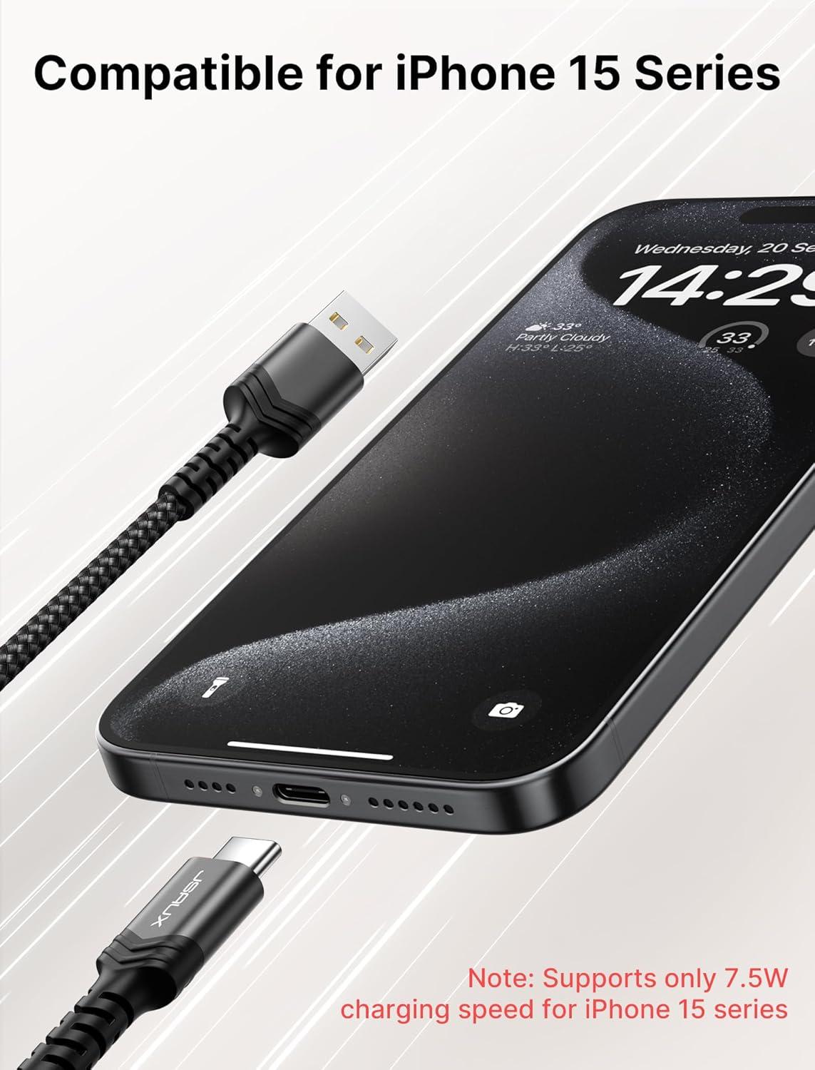 imageJSAUX USB C Cable Fast Charging 3Pack10ft66ft33ft USB A to Type C Charger Cord for iPhone 1717 Pro17 Pro Max iPhone 1616 Pro16 Pro Max Samsung Galaxy S23 S22 S20 USB C ChargerBlueBlack