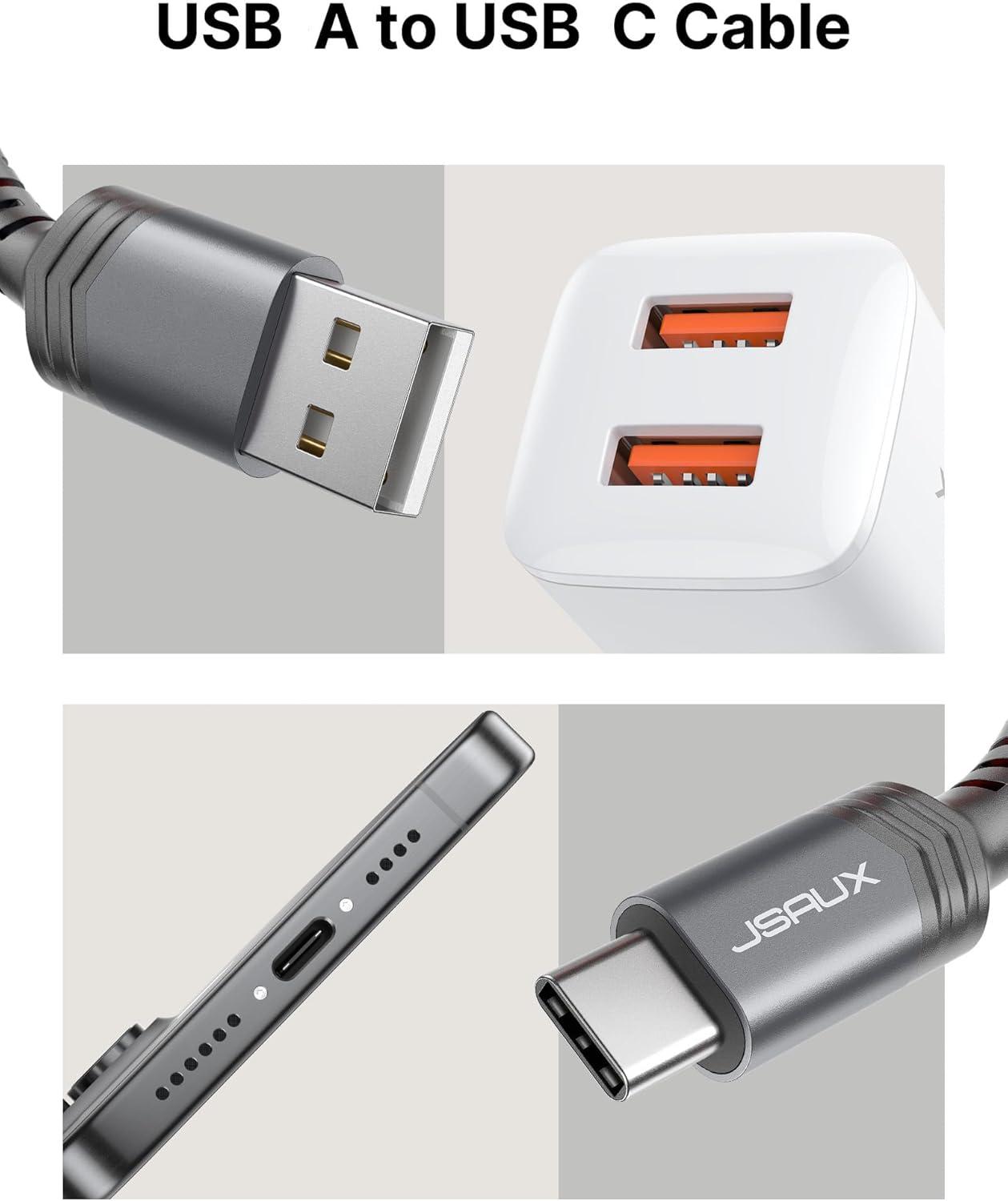 imageJSAUX USB C Cable Fast Charging 3Pack10ft66ft33ft USB A to Type C Charger Cord for iPhone 1717 Pro17 Pro Max iPhone 1616 Pro16 Pro Max Samsung Galaxy S23 S22 S20 USB C ChargerBlueGrey