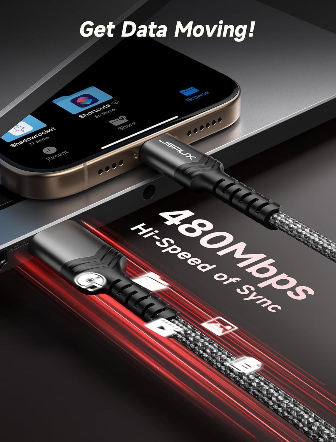 imageJSAUX USB C Cable Fast Charging 3Pack10ft66ft33ft USB A to Type C Charger Cord for iPhone 1717 Pro17 Pro Max iPhone 1616 Pro16 Pro Max Samsung Galaxy S23 S22 S20 USB C ChargerBlueGrey