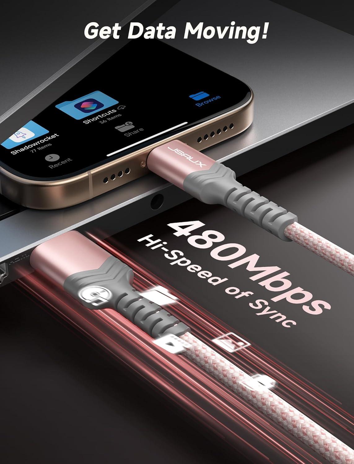 imageJSAUX USB C Cable Fast Charging 3Pack10ft66ft33ft USB A to Type C Charger Cord for iPhone 1717 Pro17 Pro Max iPhone 1616 Pro16 Pro Max Samsung Galaxy S23 S22 S20 USB C ChargerBlueRose Gold