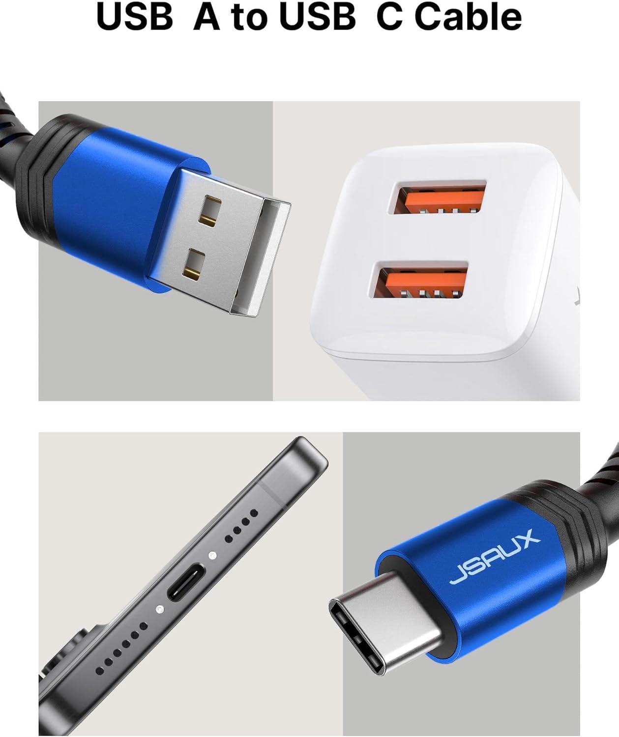 imageJSAUX USB C Cable Fast Charging 3Pack10ft66ft33ft USB A to Type C Charger Cord for iPhone 1717 Pro17 Pro Max iPhone 1616 Pro16 Pro Max Samsung Galaxy S23 S22 S20 USB C ChargerBlueBlue