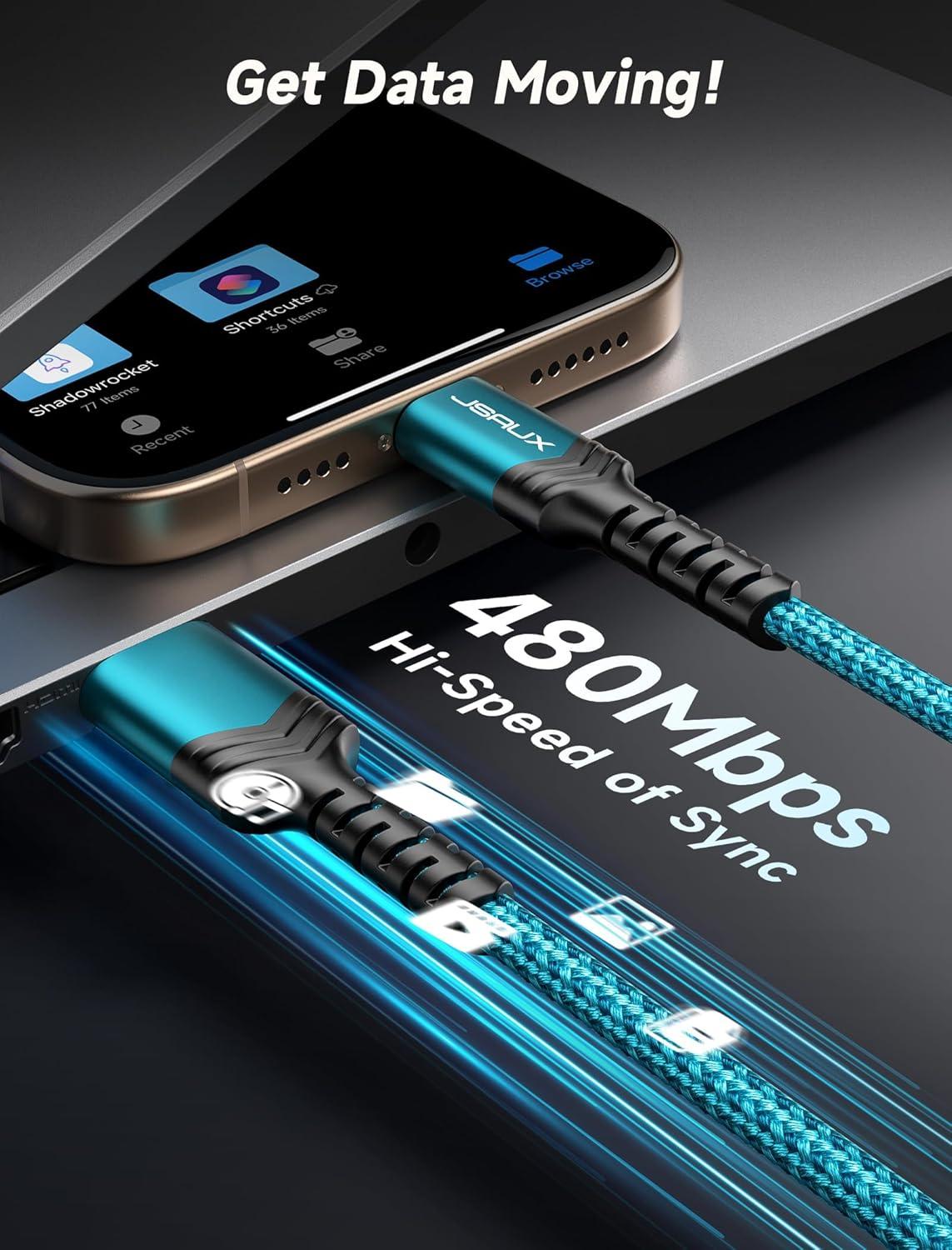 imageJSAUX USB C Cable Fast Charging 3Pack10ft66ft33ft USB A to Type C Charger Cord for iPhone 1717 Pro17 Pro Max iPhone 1616 Pro16 Pro Max Samsung Galaxy S23 S22 S20 USB C ChargerBlueGreen