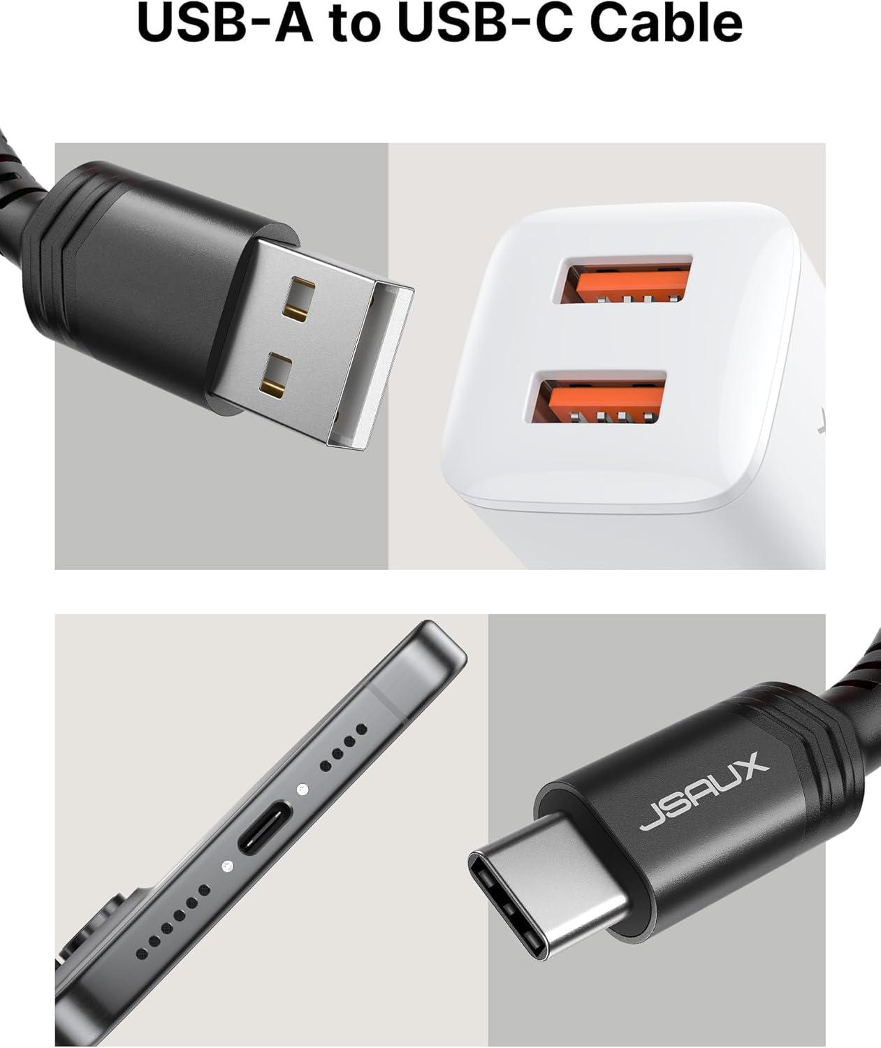 imageJSAUX USB C Cable Fast Charging 3Pack10ft66ft33ft USB A to Type C Charger Cord for iPhone 1717 Pro17 Pro Max iPhone 1616 Pro16 Pro Max Samsung Galaxy S23 S22 S20 USB C ChargerBlueBlack