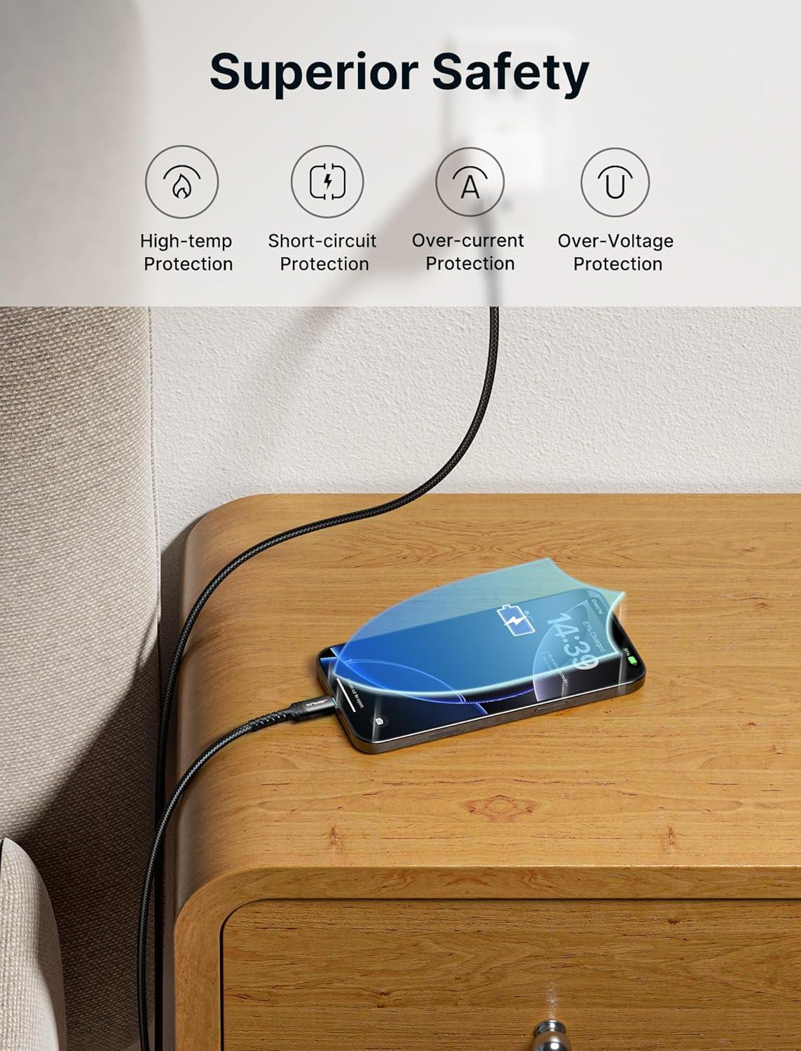 imageJSAUX USB C Cable Fast Charging 3Pack10ft66ft33ft USB A to Type C Charger Cord for iPhone 1717 Pro17 Pro Max iPhone 1616 Pro16 Pro Max Samsung Galaxy S23 S22 S20 USB C ChargerBlueBlack