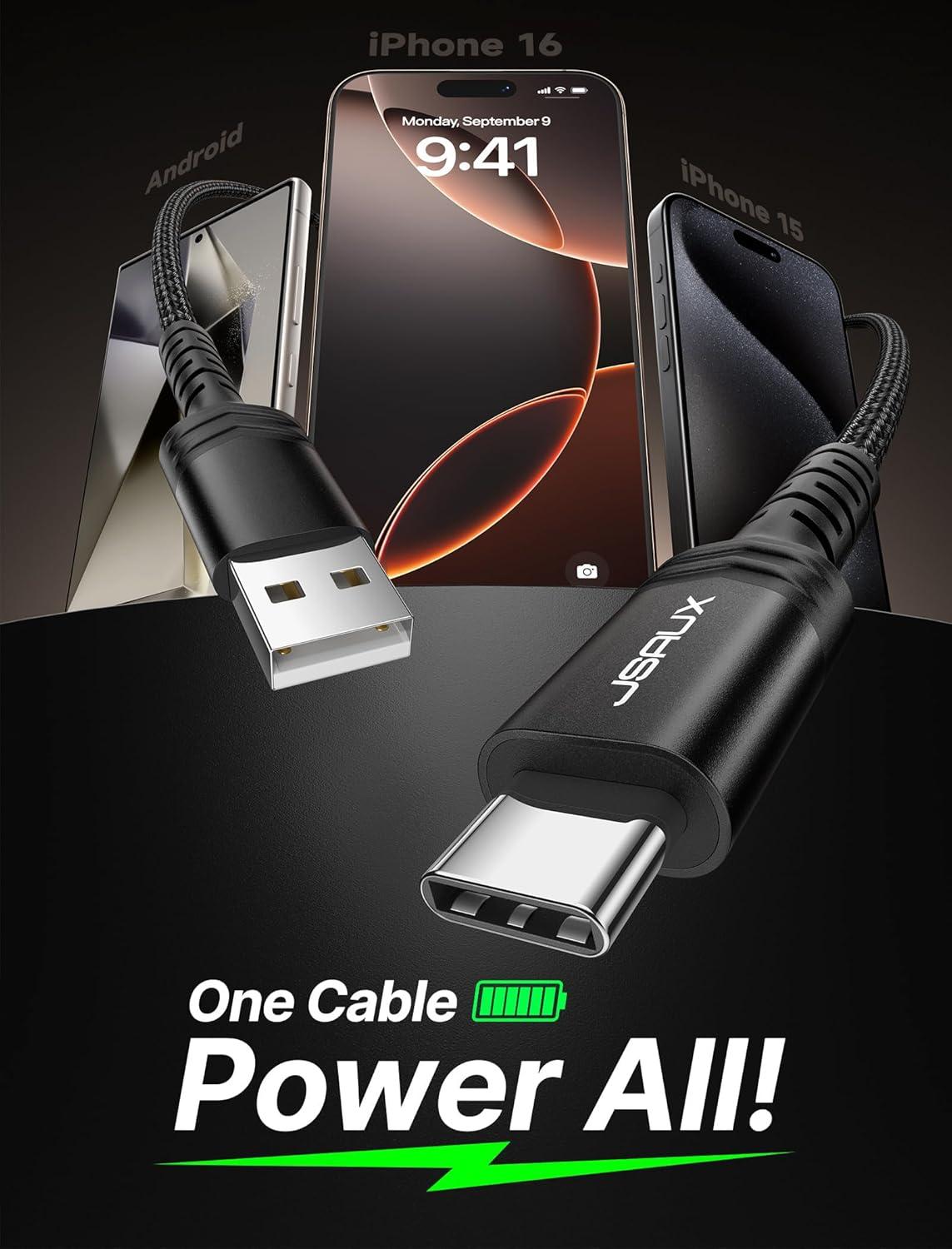 imageJSAUX USB C Cable Fast Charging 3Pack10ft66ft33ft USB A to Type C Charger Cord for iPhone 1717 Pro17 Pro Max iPhone 1616 Pro16 Pro Max Samsung Galaxy S23 S22 S20 USB C ChargerBlueBlack