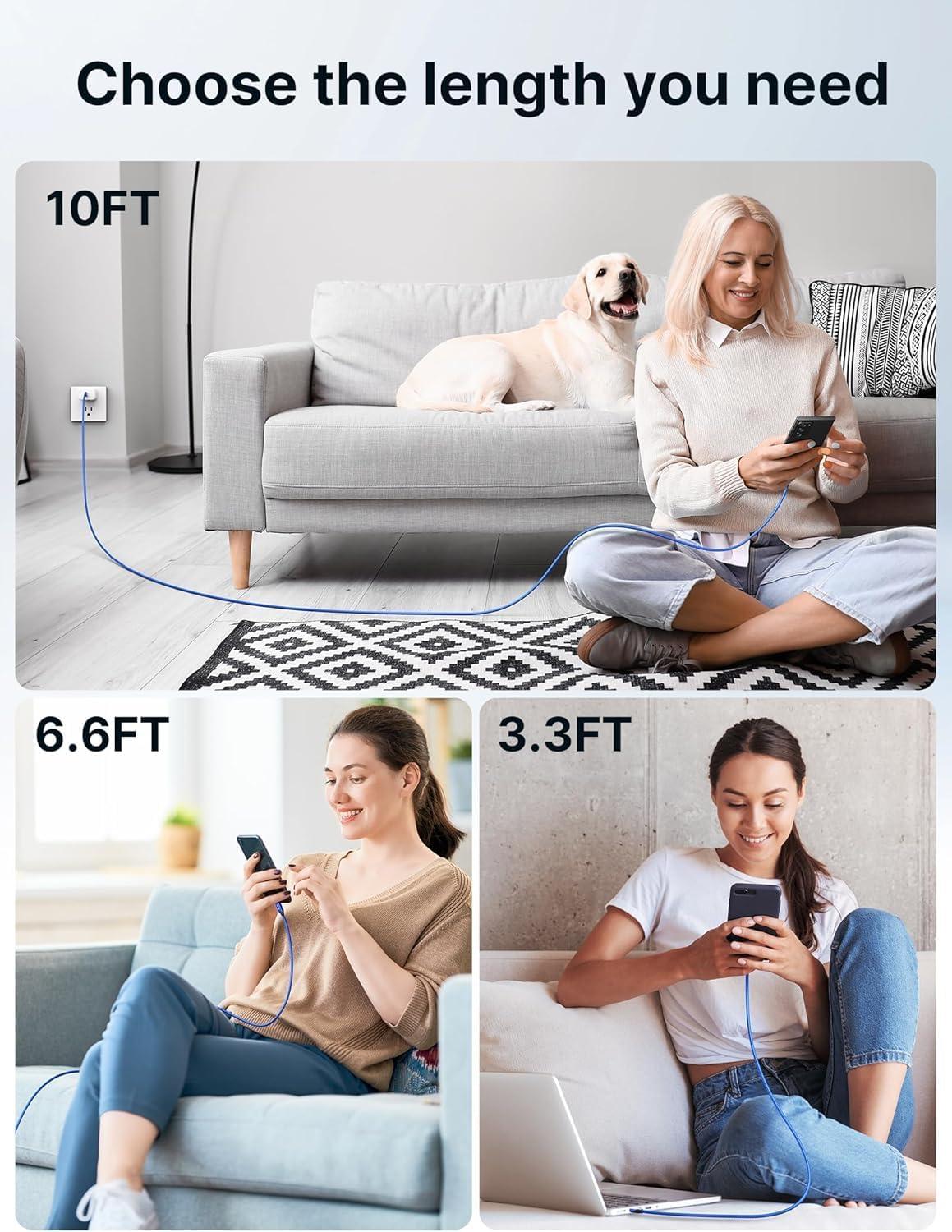 imageJSAUX USB C Cable Fast Charging 3Pack10ft66ft33ft USB A to Type C Charger Cord for iPhone 1717 Pro17 Pro Max iPhone 1616 Pro16 Pro Max Samsung Galaxy S23 S22 S20 USB C ChargerBlueBlue