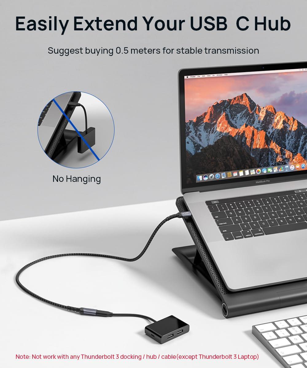 imageJSAUX USB C Extension Cable 2M66FT Type C 32 Extender Cord Male to Female Support PD 100W5A Fast Charging 10Gbps Sync Transfer Compatible with Switch 2 iPhone 17 MacBook iPad Pro Galaxy S2366FT