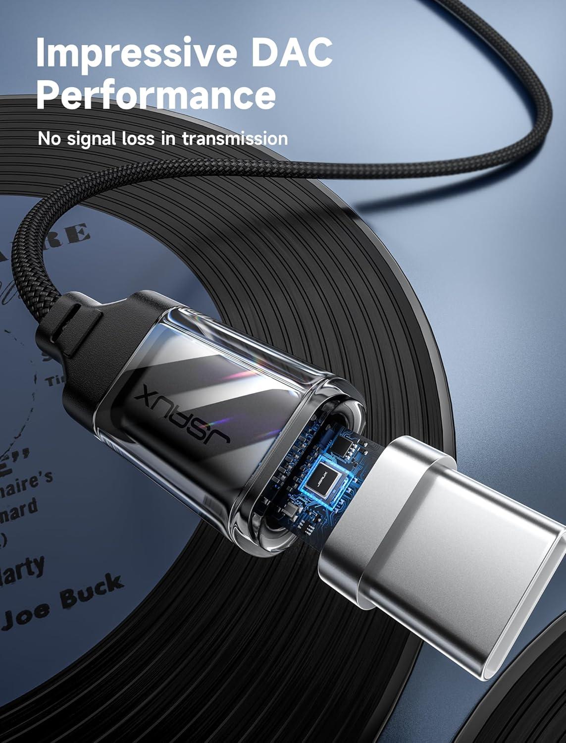 imageJSAUX USB C to 35mm Audio Aux Jack Cable for iPhone 17 Pro MaxAir 33ft Type C to 35mm Headphone Car Stereo Cord Compatible with iPhone 1615 Pro MaxSamsung Galaxy S25 S24 iPad Pro Pixel 98Crystal Black