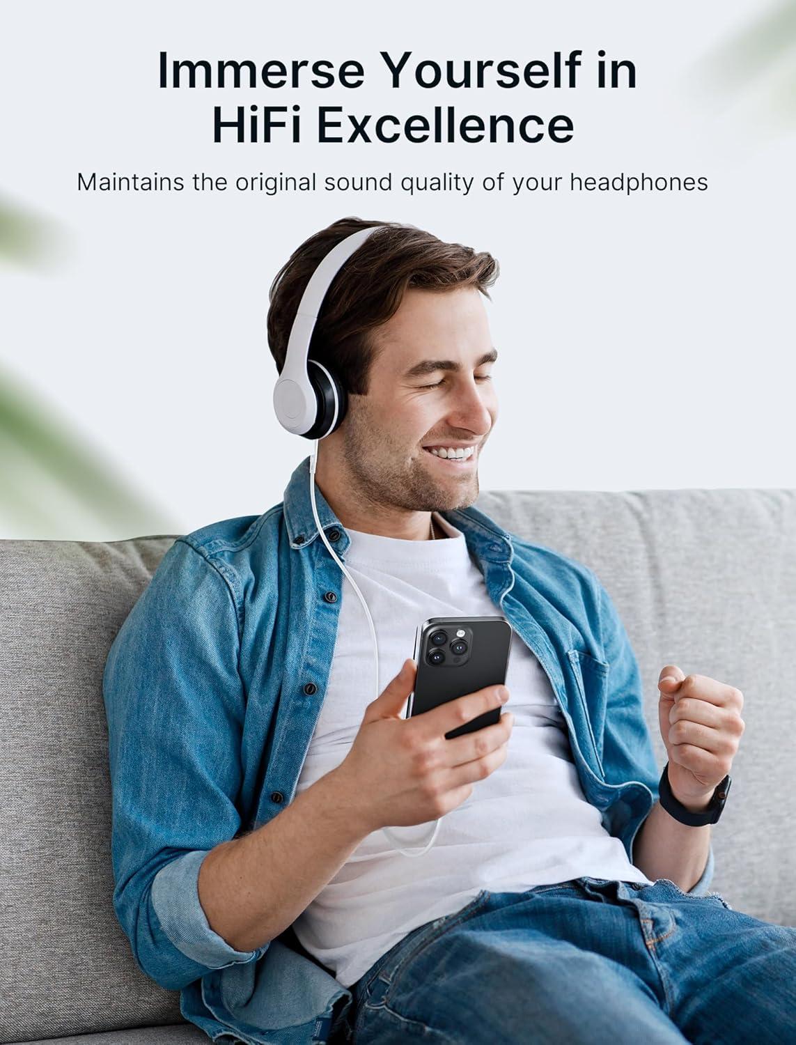 imageJSAUX USB C to 35mm Audio Aux Jack Cable for iPhone 17 Pro MaxAir 33ft Type C to 35mm Headphone Car Stereo Cord Compatible with iPhone 1615 Pro MaxSamsung Galaxy S25 S24 iPad Pro Pixel 98Whitestandard