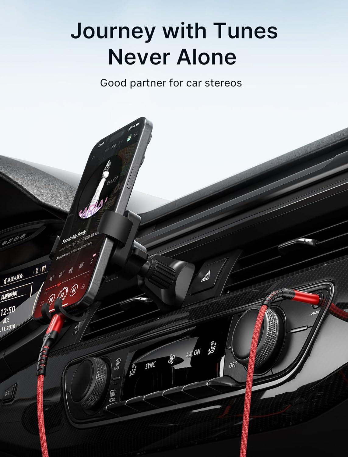 imageJSAUX USB C to 35mm Audio Aux Jack Cable for iPhone 17 Pro MaxAir 33ft Type C to 35mm Headphone Car Stereo Cord Compatible with iPhone 1615 Pro MaxSamsung Galaxy S25 S24 iPad Pro Pixel 98Redstandard