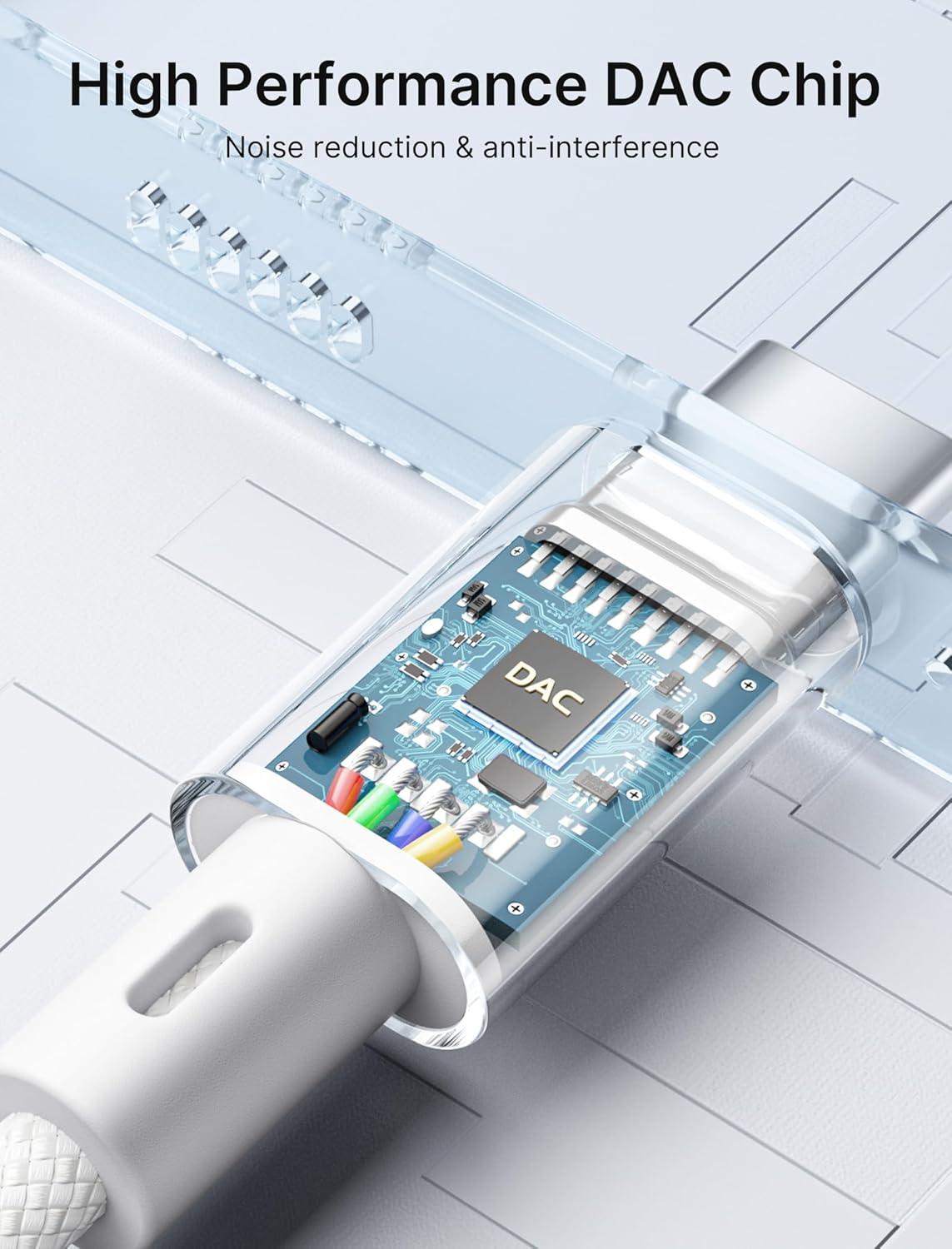 imageJSAUX USB C to 35mm Audio Aux Jack Cable for iPhone 17 Pro MaxAir 33ft Type C to 35mm Headphone Car Stereo Cord Compatible with iPhone 1615 Pro MaxSamsung Galaxy S25 S24 iPad Pro Pixel 98Whitestandard