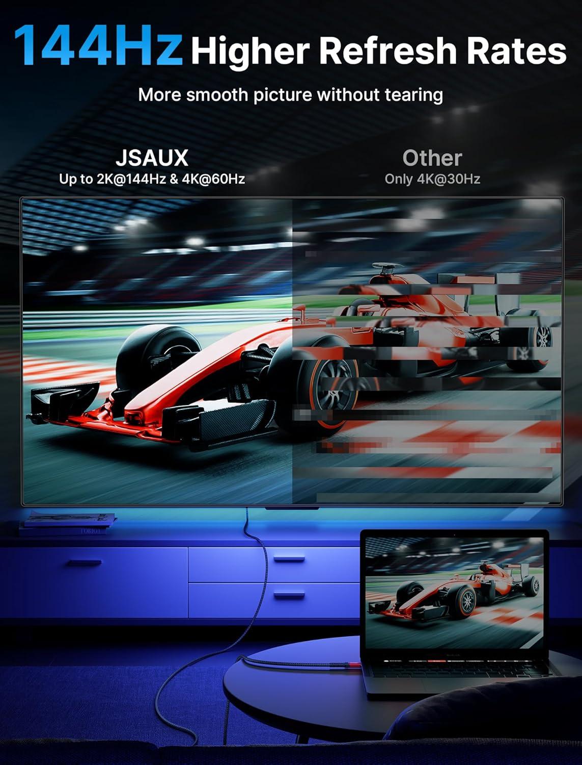 imageJSAUX USB C to HDMI Cable 10ft  4K60Hz  USB 31 Type C to HDMI 20 Cord for Home Office Thunderbolt 34 Compatible with iPhone 16 Pro Max MacBook ProAir Galaxy S8 to S24 iPad Pro iMacBlackRed