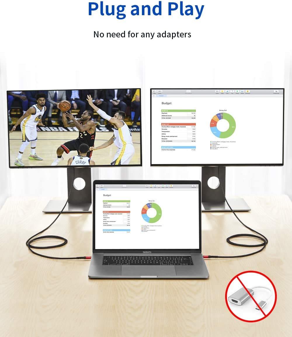 imageJSAUX USB C to HDMI Cable 10ft  4K60Hz  USB 31 Type C to HDMI 20 Cord for Home Office Thunderbolt 34 Compatible with iPhone 16 Pro Max MacBook ProAir Galaxy S8 to S24 iPad Pro iMacBlackRed