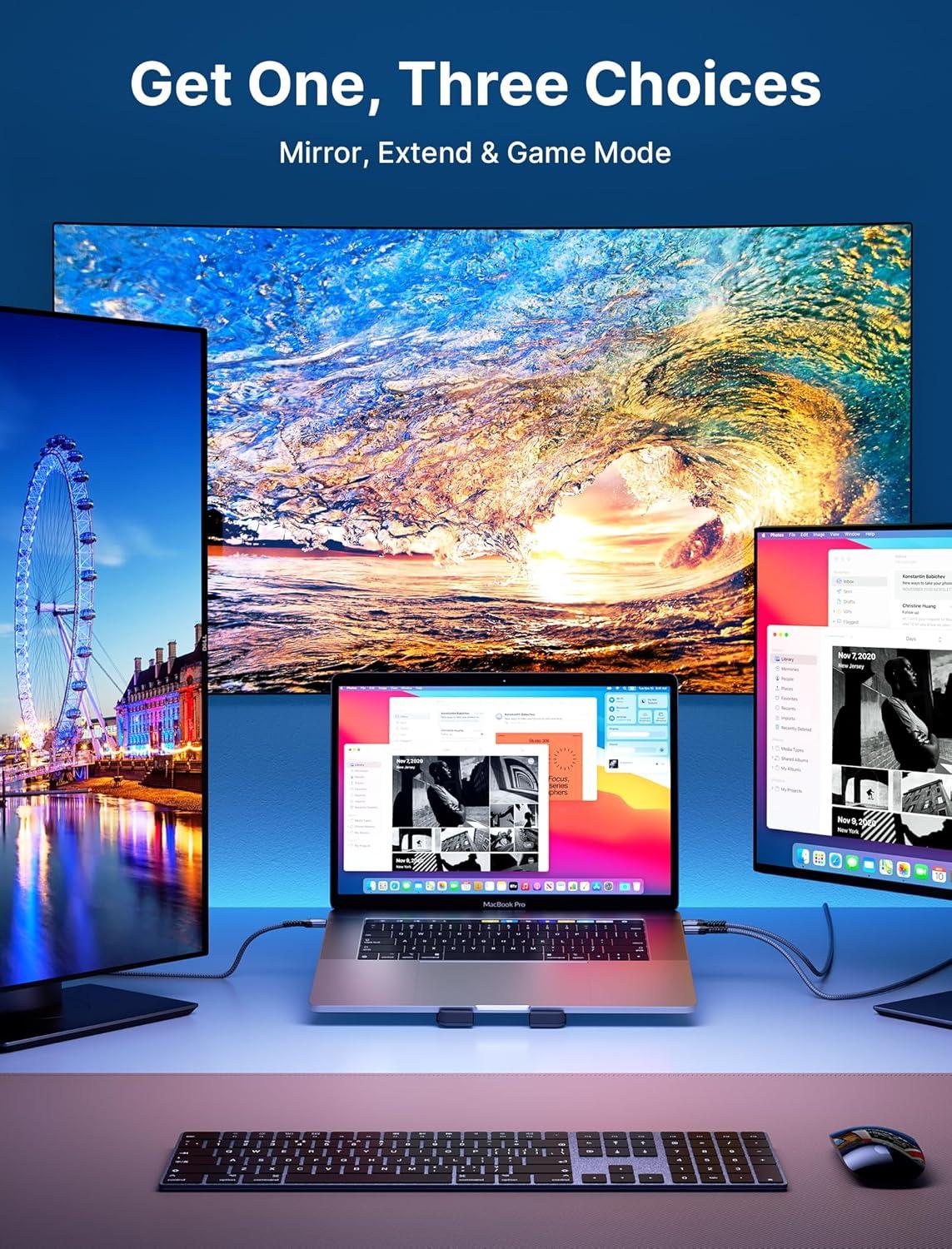 imageJSAUX USB C to HDMI Cable 10ft  4K60Hz  USB 31 Type C to HDMI 20 Cord for Home Office Thunderbolt 34 Compatible with iPhone 16 Pro Max MacBook ProAir Galaxy S8 to S24 iPad Pro iMacBlackGrey