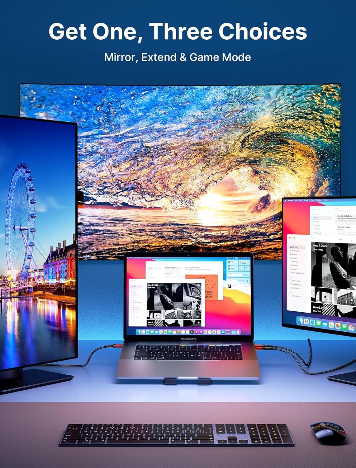 imageJSAUX USB C to HDMI Cable 10ft  4K60Hz  USB 31 Type C to HDMI 20 Cord for Home Office Thunderbolt 34 Compatible with iPhone 16 Pro Max MacBook ProAir Galaxy S8 to S24 iPad Pro iMacBlackRed