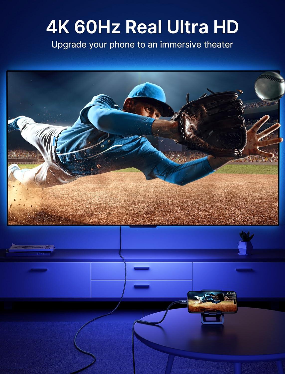 imageJSAUX USB C to HDMI Cable 10ft  4K60Hz  USB 31 Type C to HDMI 20 Cord for Home Office Thunderbolt 34 Compatible with iPhone 16 Pro Max MacBook ProAir Galaxy S8 to S24 iPad Pro iMacBlackBlack