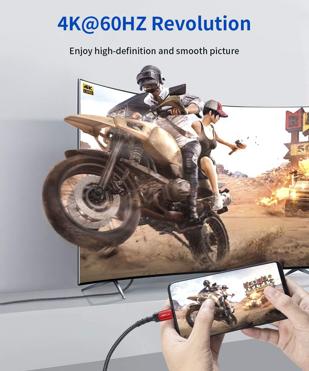 imageJSAUX USB C to HDMI Cable 10ft  4K60Hz  USB 31 Type C to HDMI 20 Cord for Home Office Thunderbolt 34 Compatible with iPhone 16 Pro Max MacBook ProAir Galaxy S8 to S24 iPad Pro iMacBlackRed