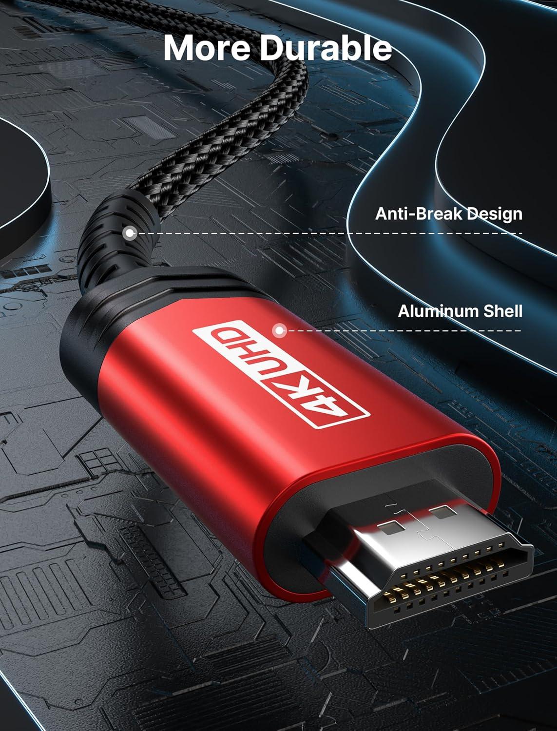 imageJSAUX USB C to HDMI Cable 10ft  4K60Hz  USB 31 Type C to HDMI 20 Cord for Home Office Thunderbolt 34 Compatible with iPhone 16 Pro Max MacBook ProAir Galaxy S8 to S24 iPad Pro iMacBlackRed