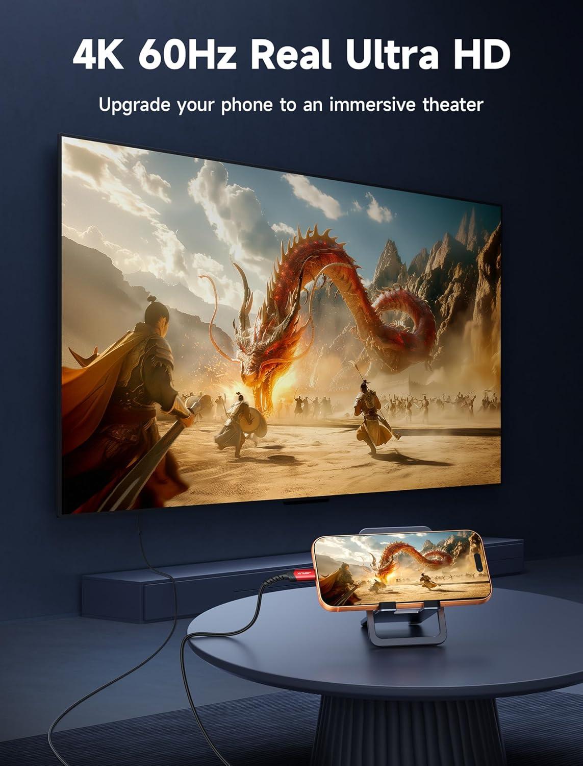 imageJSAUX USB C to HDMI Cable 10ft  4K60Hz  USB 31 Type C to HDMI 20 Cord for Home Office Thunderbolt 34 Compatible with iPhone 16 Pro Max MacBook ProAir Galaxy S8 to S24 iPad Pro iMacBlackRed