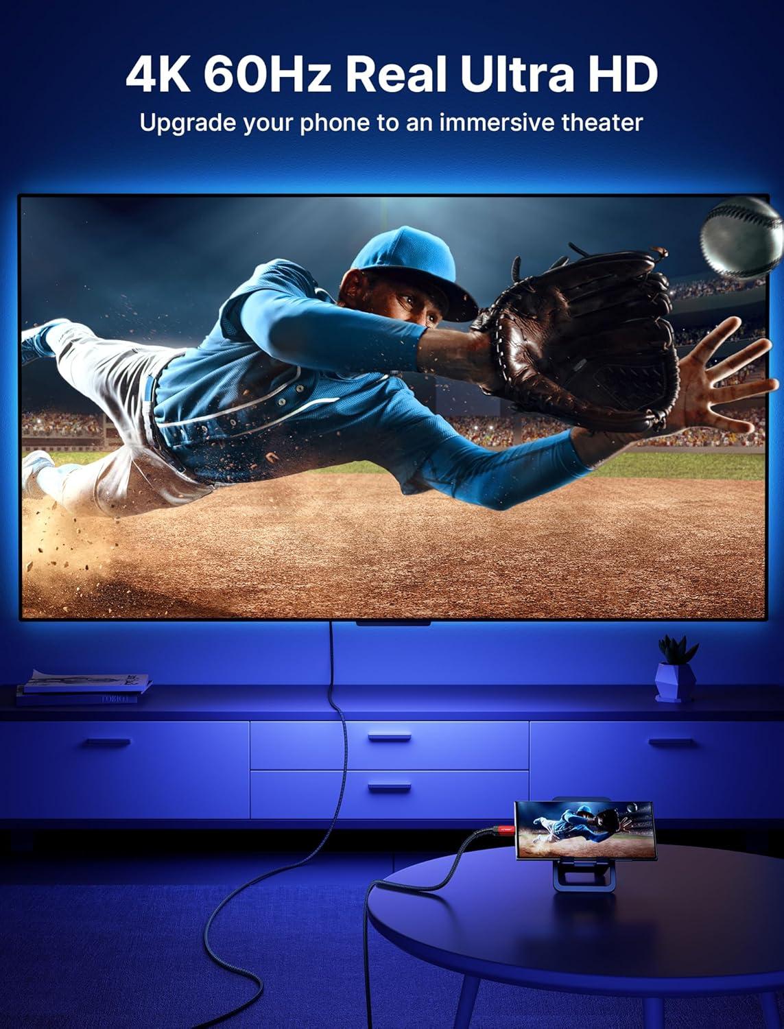 imageJSAUX USB C to HDMI Cable 10ft  4K60Hz  USB 31 Type C to HDMI 20 Cord for Home Office Thunderbolt 34 Compatible with iPhone 16 Pro Max MacBook ProAir Galaxy S8 to S24 iPad Pro iMacBlackRed