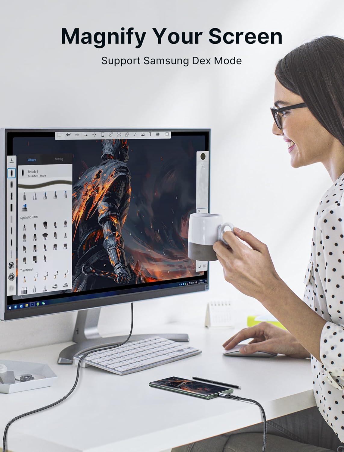 imageJSAUX USB C to HDMI Cable 10ft  4K60Hz  USB 31 Type C to HDMI 20 Cord for Home Office Thunderbolt 34 Compatible with iPhone 16 Pro Max MacBook ProAir Galaxy S8 to S24 iPad Pro iMacBlackGrey