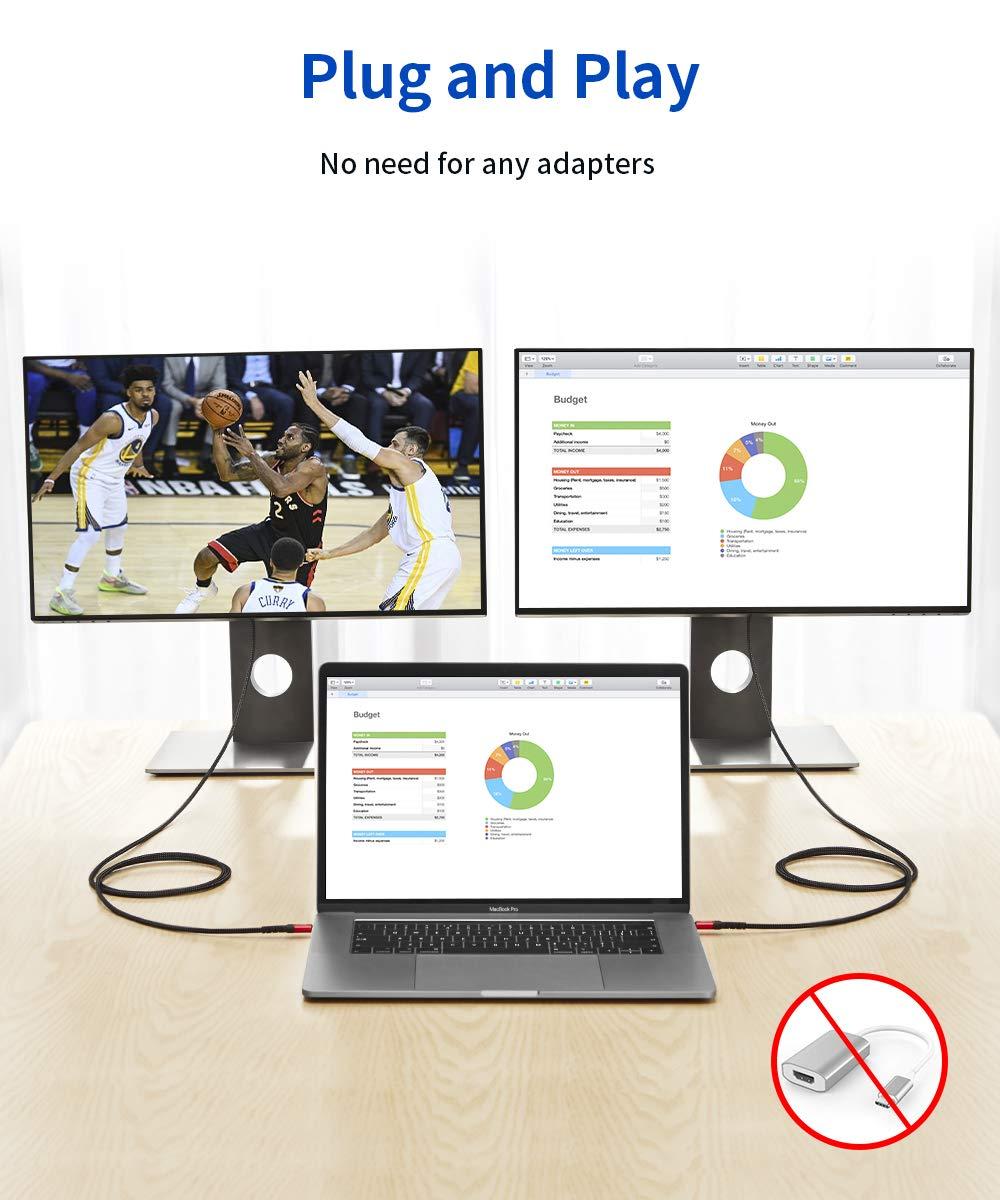 imageJSAUX USB C to HDMI Cable 10ft  4K60Hz  USB 31 Type C to HDMI 20 Cord for Home Office Thunderbolt 34 Compatible with iPhone 16 Pro Max MacBook ProAir Galaxy S8 to S24 iPad Pro iMacBlackRed