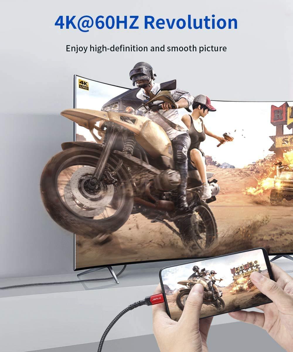 imageJSAUX USB C to HDMI Cable 10ft  4K60Hz  USB 31 Type C to HDMI 20 Cord for Home Office Thunderbolt 34 Compatible with iPhone 16 Pro Max MacBook ProAir Galaxy S8 to S24 iPad Pro iMacBlackRed