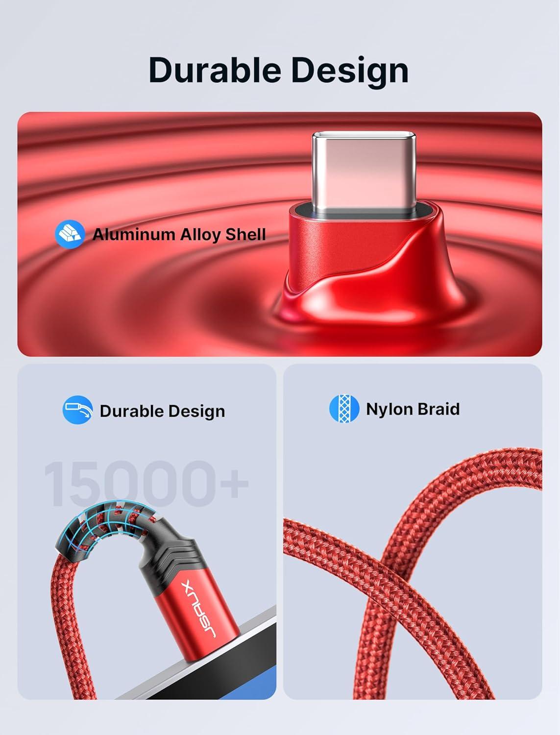 imageJSAUX USB Type C to 35mm Female Headphone Jack Adapter USB C to Aux Audio Dongle Cable Cord Compatible with iPhone 17 Pro Max16 Pro15 Samsung Galaxy S24S23S22 Ultra iPad Pro Pixel 98 GreyRed