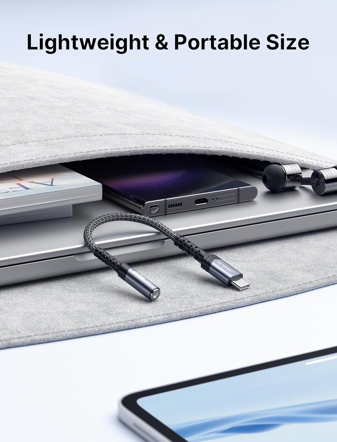 imageJSAUX USB Type C to 35mm Female Headphone Jack Adapter USB C to Aux Audio Dongle Cable Cord Compatible with iPhone 17 Pro Max16 Pro15 Samsung Galaxy S24S23S22 Ultra iPad Pro Pixel 98 GreyGrey