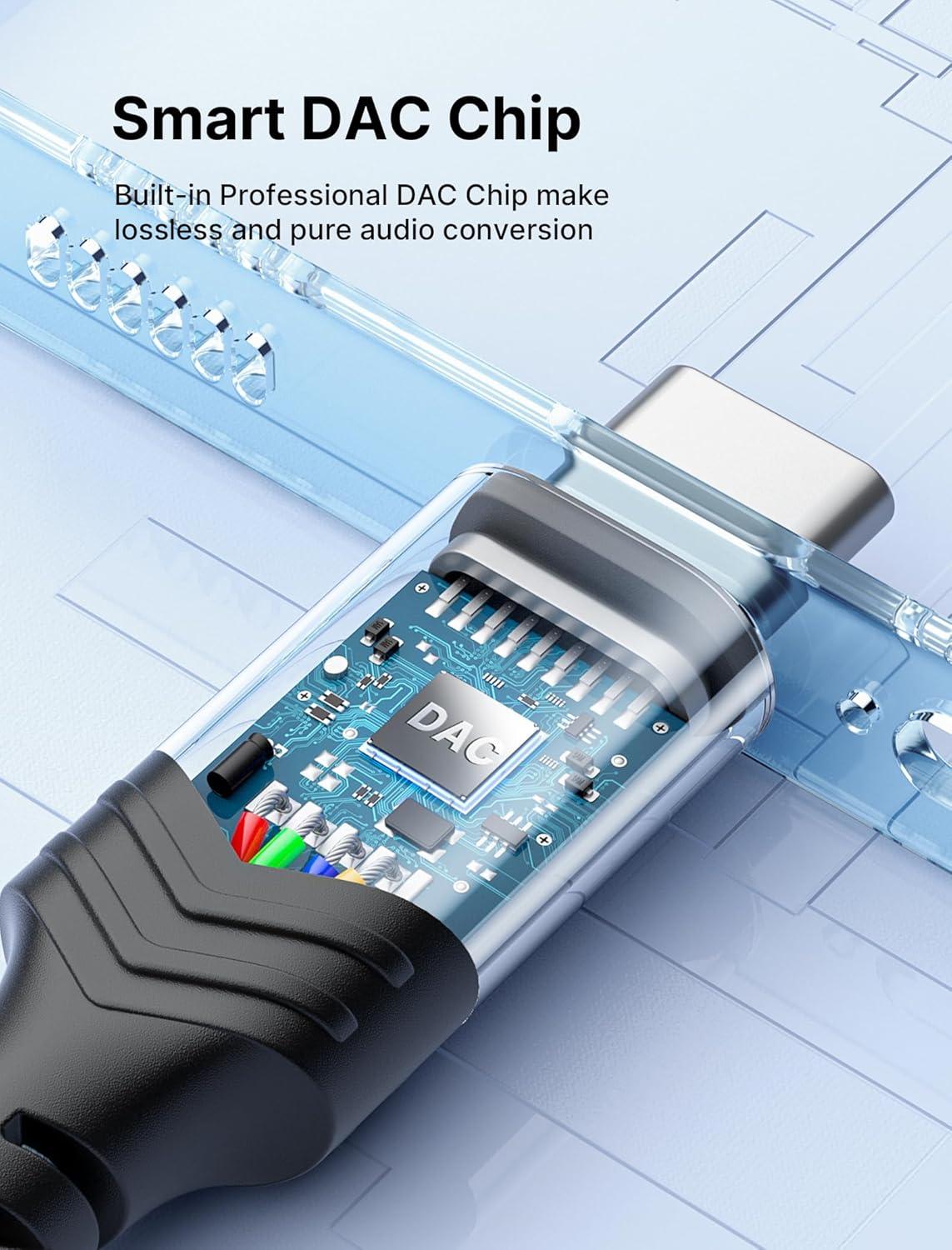 imageJSAUX USB Type C to 35mm Female Headphone Jack Adapter USB C to Aux Audio Dongle Cable Cord Compatible with iPhone 17 Pro Max16 Pro15 Samsung Galaxy S24S23S22 Ultra iPad Pro Pixel 98 GreyGrey