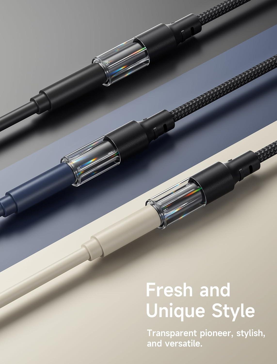 imageJSAUX USB Type C to 35mm Female Headphone Jack Adapter USB C to Aux Audio Dongle Cable Cord Compatible with iPhone 17 Pro Max16 Pro15 Samsung Galaxy S24S23S22 Ultra iPad Pro Pixel 98 GreyTransparent Black