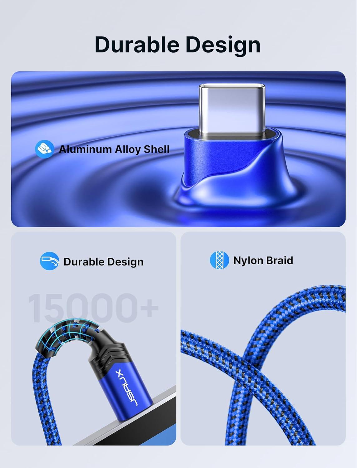 imageJSAUX USB Type C to 35mm Female Headphone Jack Adapter USB C to Aux Audio Dongle Cable Cord Compatible with iPhone 17 Pro Max16 Pro15 Samsung Galaxy S24S23S22 Ultra iPad Pro Pixel 98 GreyBlue