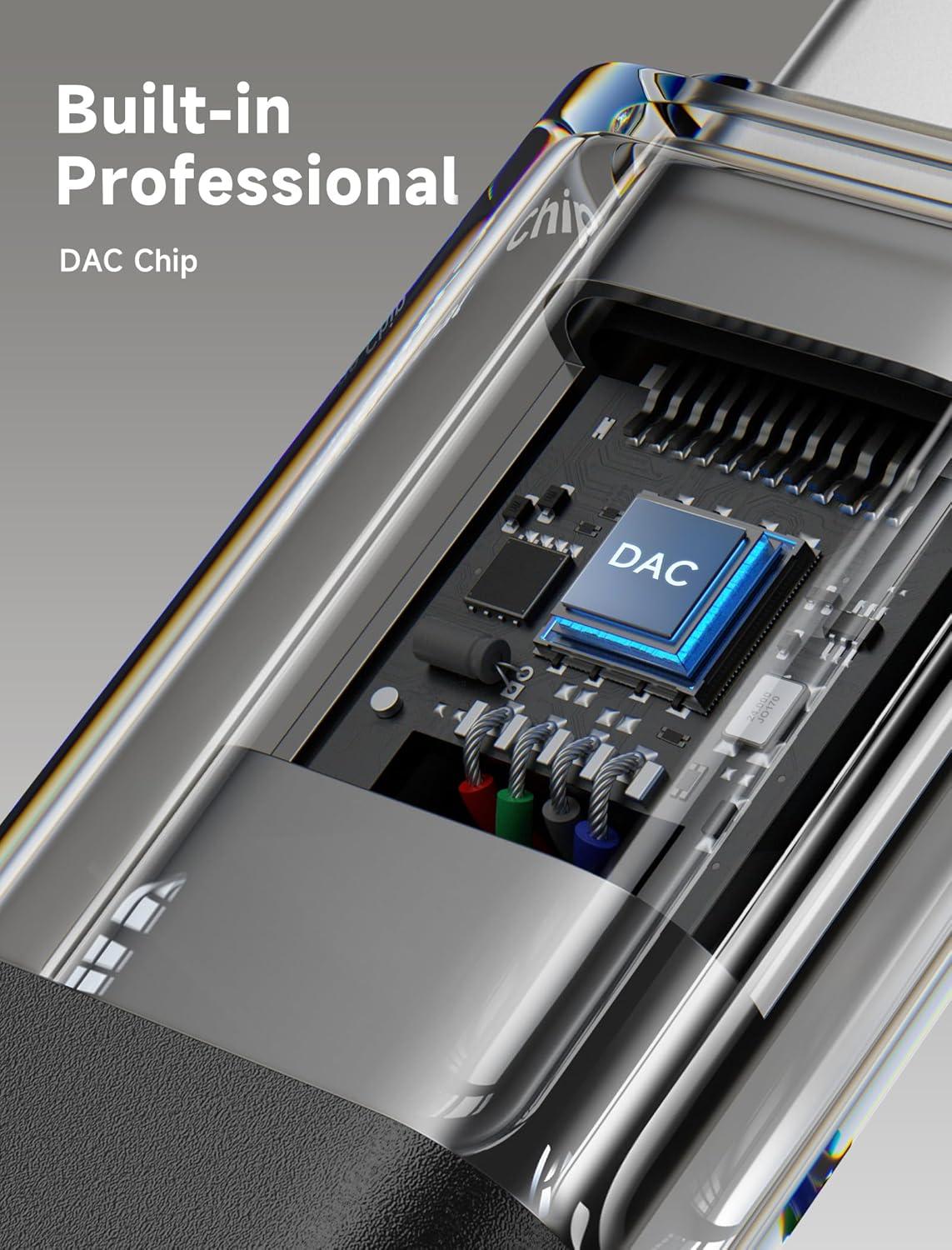 imageJSAUX USB Type C to 35mm Female Headphone Jack Adapter USB C to Aux Audio Dongle Cable Cord Compatible with iPhone 17 Pro Max16 Pro15 Samsung Galaxy S24S23S22 Ultra iPad Pro Pixel 98 GreyTransparent Black