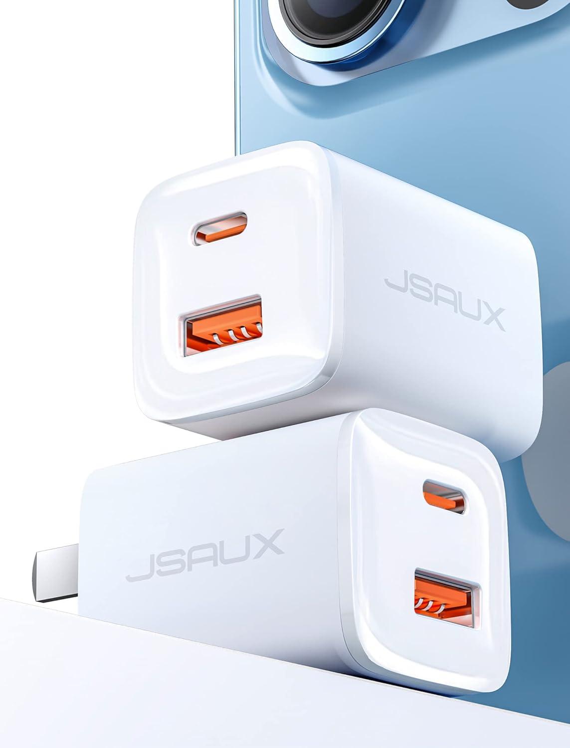 imageUSB C Charger Block JSAUX 20W Dual Port Fast Charger for iPhone 16 Charger USB Type C PD ampamp QC 30 Foldable Wall Plug Adapter for iPhone 17 16 15 14 13 12 Pro Max Apple Watch iPad Pro Air AirpodsWhite