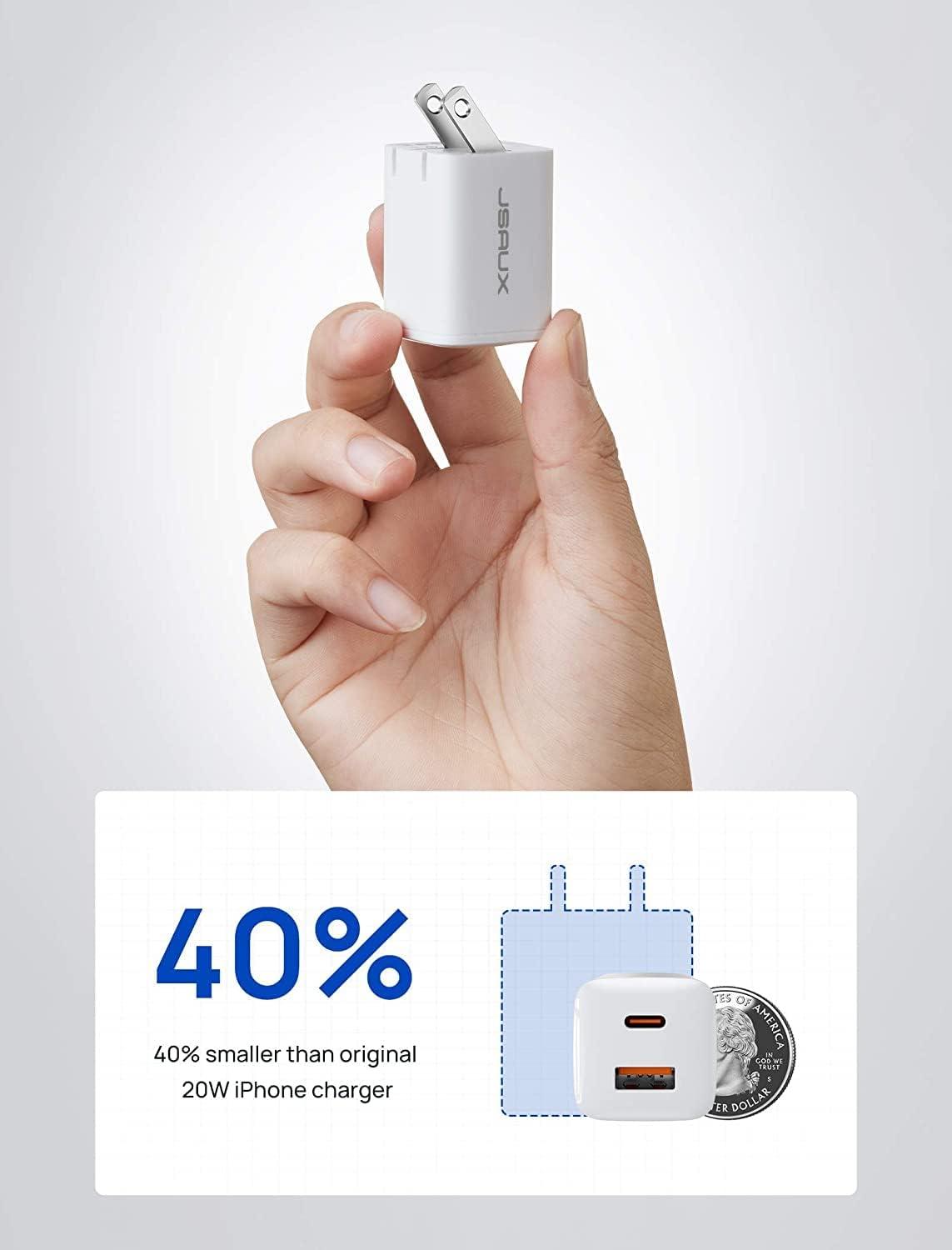 imageUSB C Charger Block JSAUX 20W Dual Port Fast Charger for iPhone 16 Charger USB Type C PD ampamp QC 30 Foldable Wall Plug Adapter for iPhone 17 16 15 14 13 12 Pro Max Apple Watch iPad Pro Air AirpodsWhite